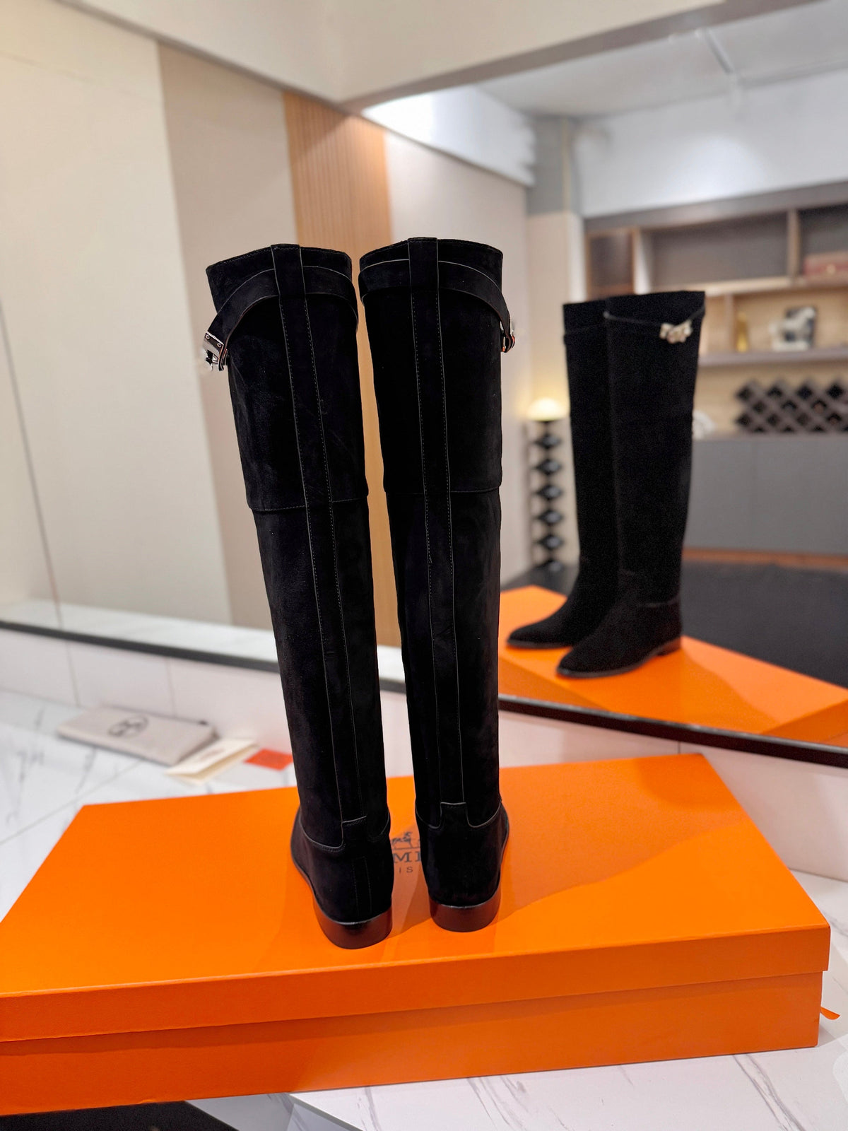 HM 26s Kelly Over the Knee Boots Black Suede 145099