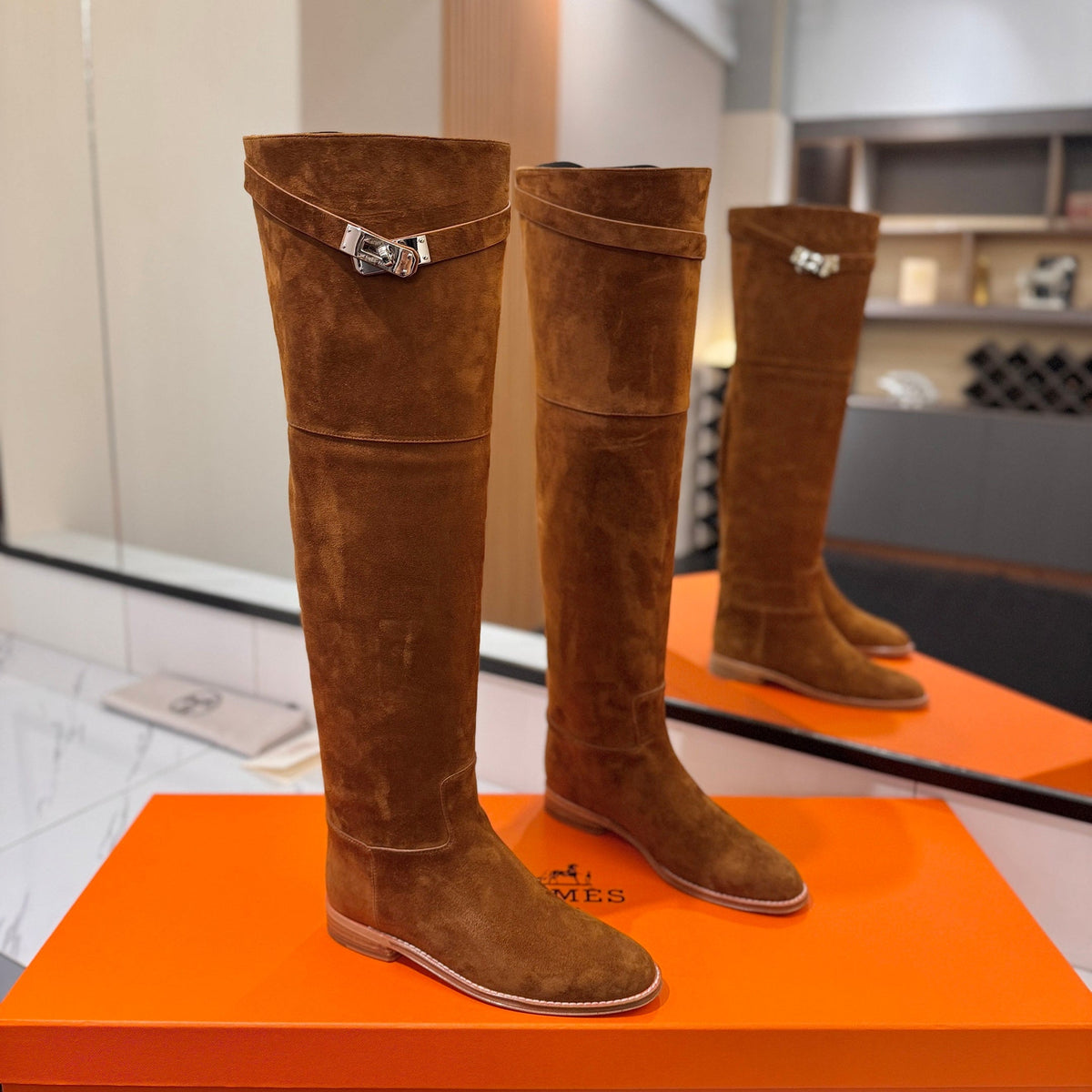 HM 26s Kelly Over the Knee Boots Tan Suede 145101