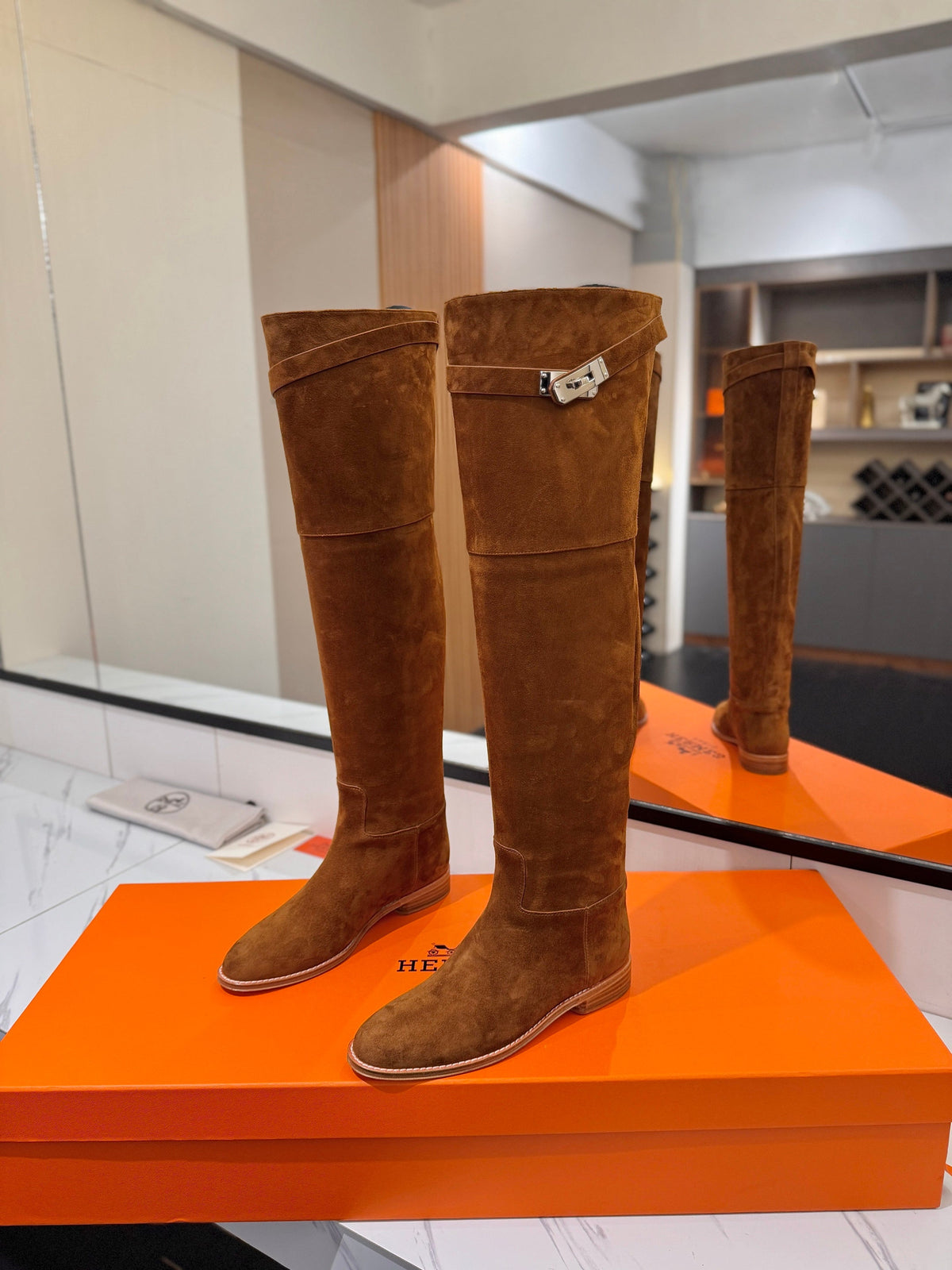 HM 26s Kelly Over the Knee Boots Tan Suede 145101