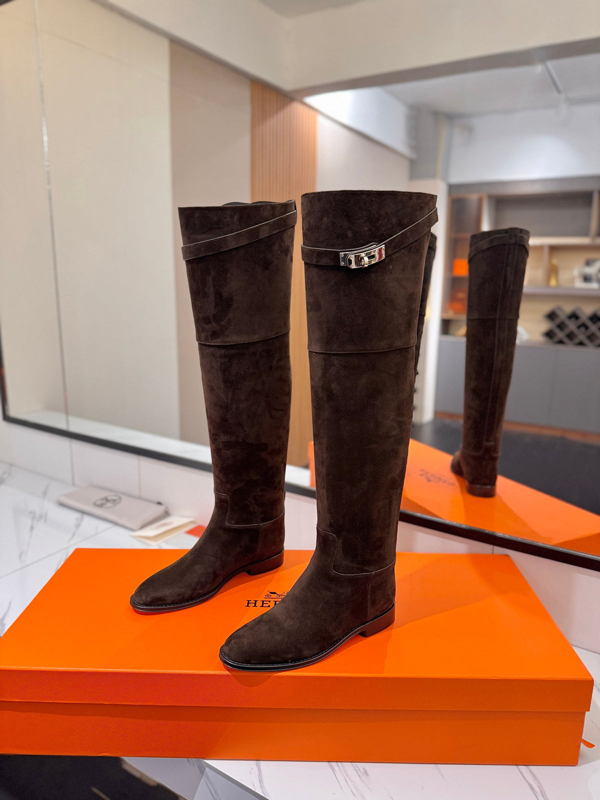 HM 26s Kelly Over the Knee Boots Brown Brown Suede 145102