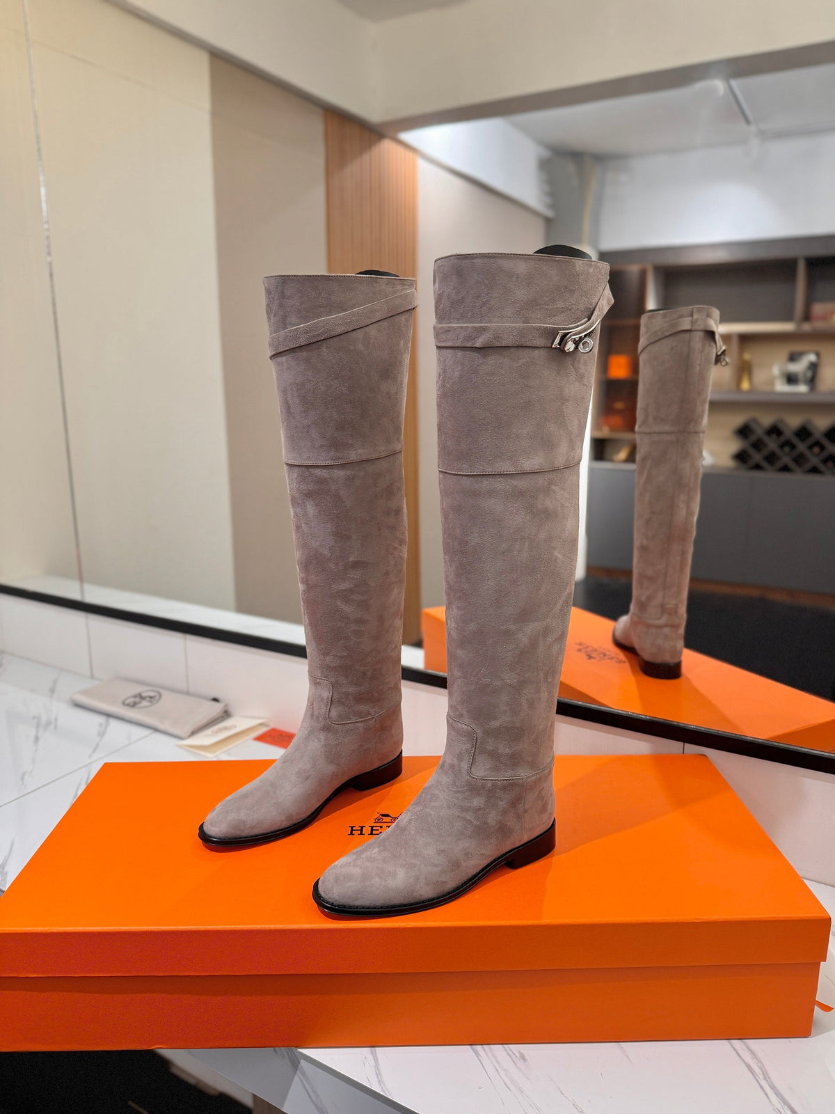 HM 26s Kelly Over the Knee Boots Grey Grey Suede 145103