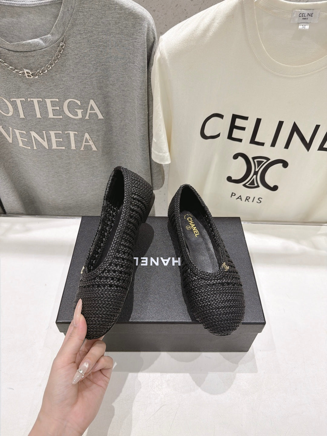 CC 26s Two-Tone Ballet Flats Black Crochet 965102