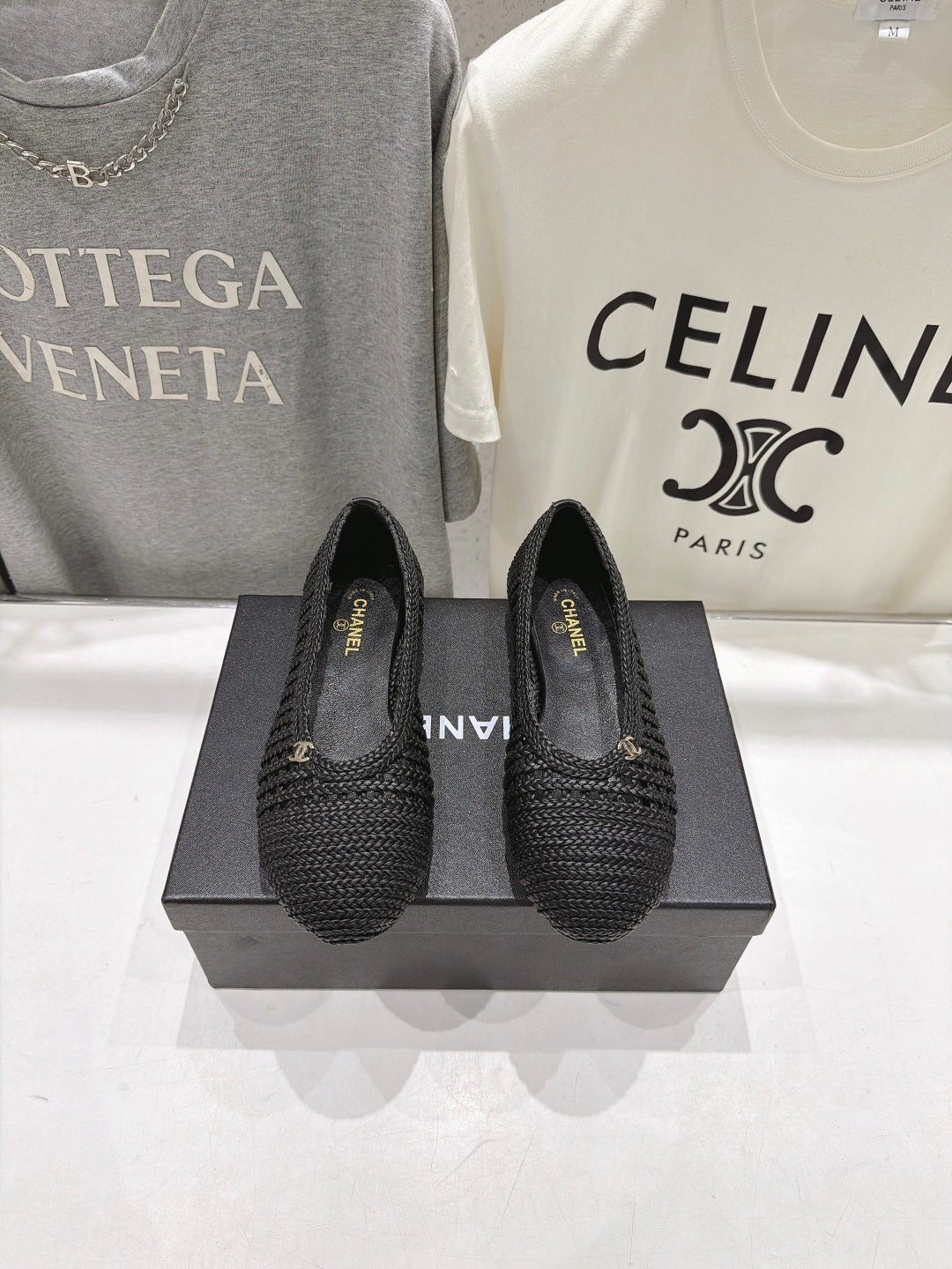 CC 26s Two-Tone Ballet Flats Black Crochet 965102