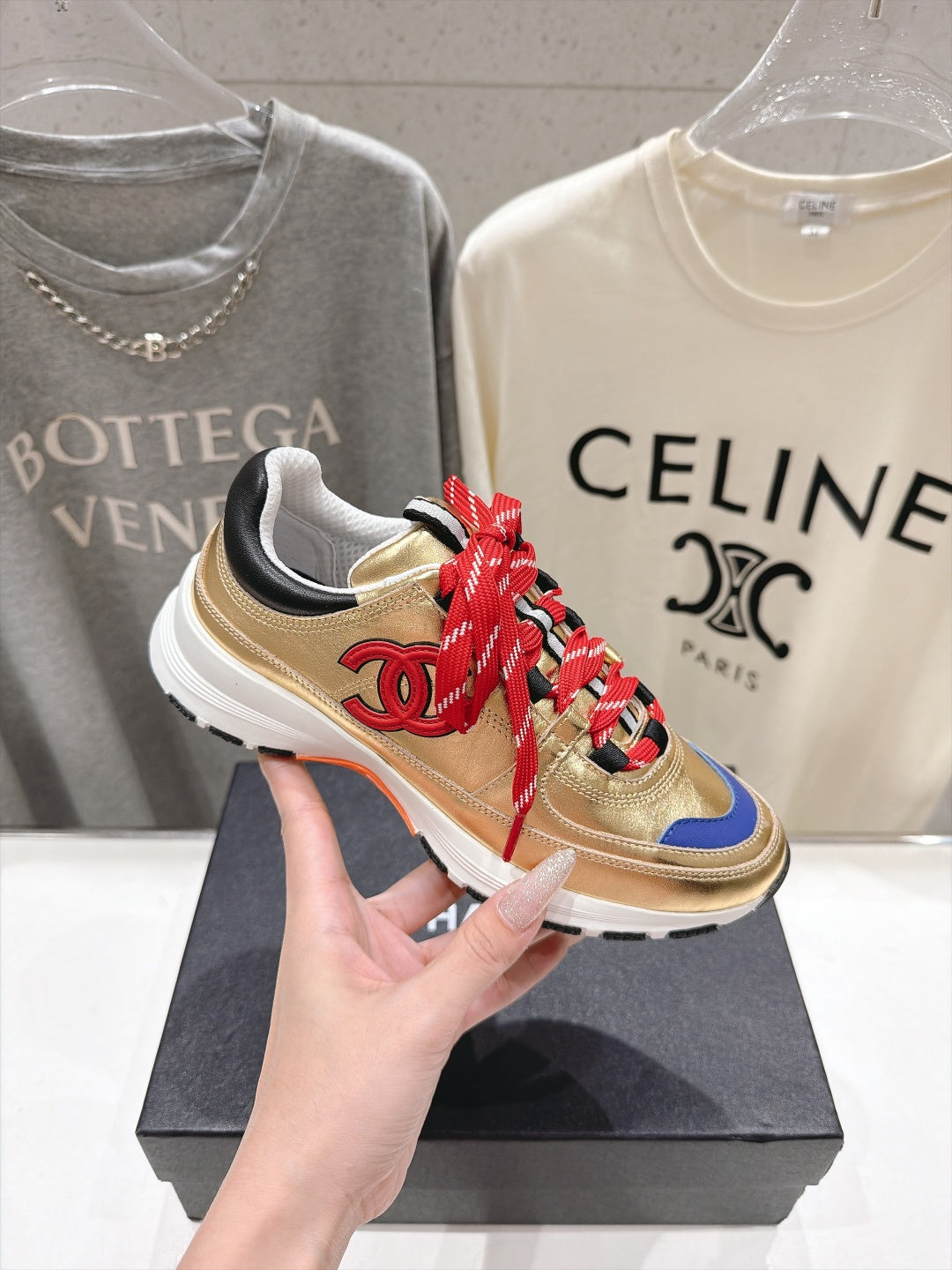 CC 26s Sneakers Gold/Blue Metallic Calfskin 181428