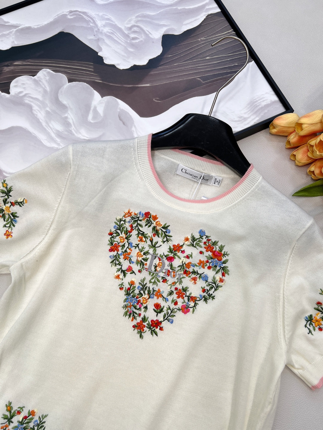 Dior 26s Short-Sleeve Crew-Neck Knit T-Shirt 1124