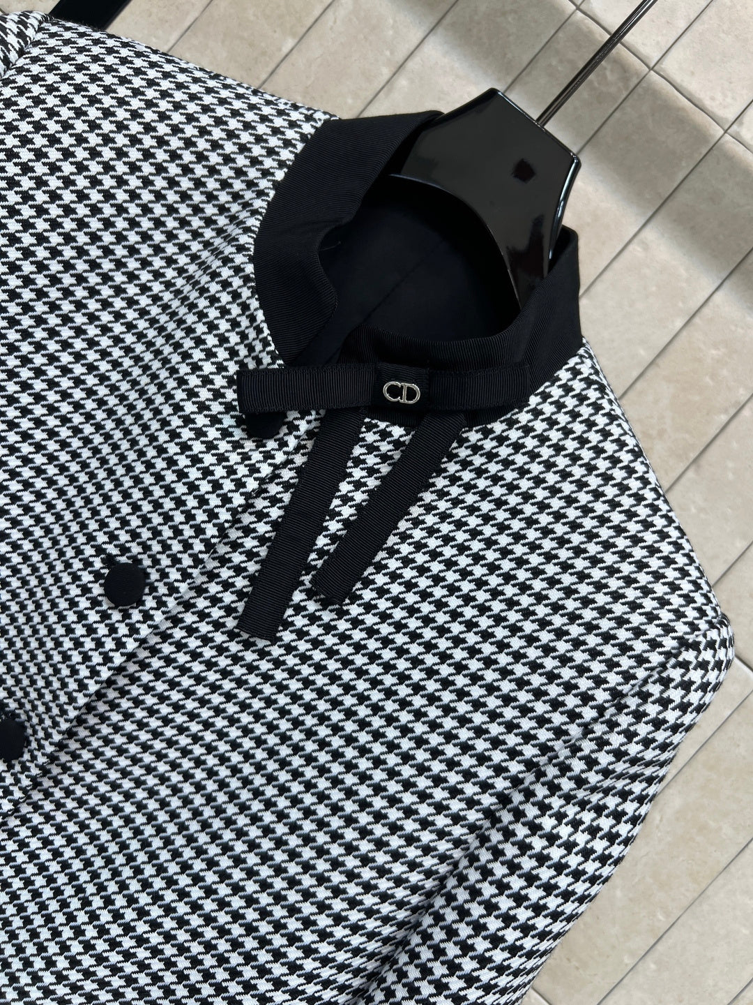 CD 26s Cropped Jacket Black White Polyester Fiber