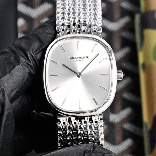 Patek Philippe Golden Ellipse 27mm Silver Dial Steel Strap