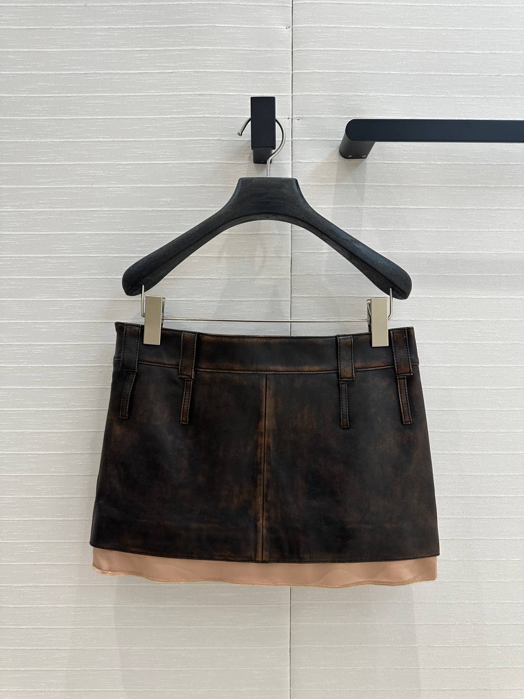 Miu Miu 25 Short Skirt Black Brown Sheepskin
