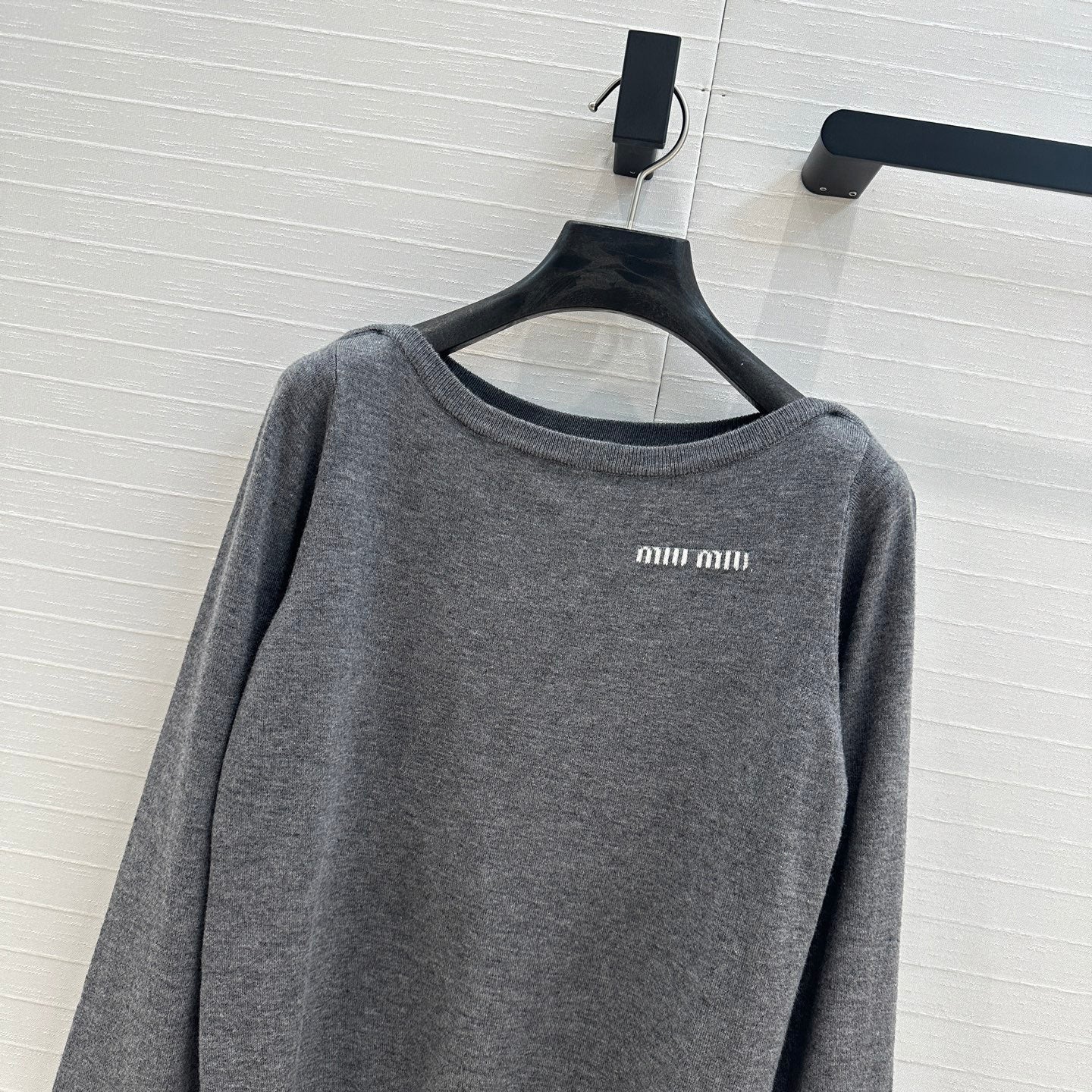 Miu Miu Boat Neck Sweater Gray Wool