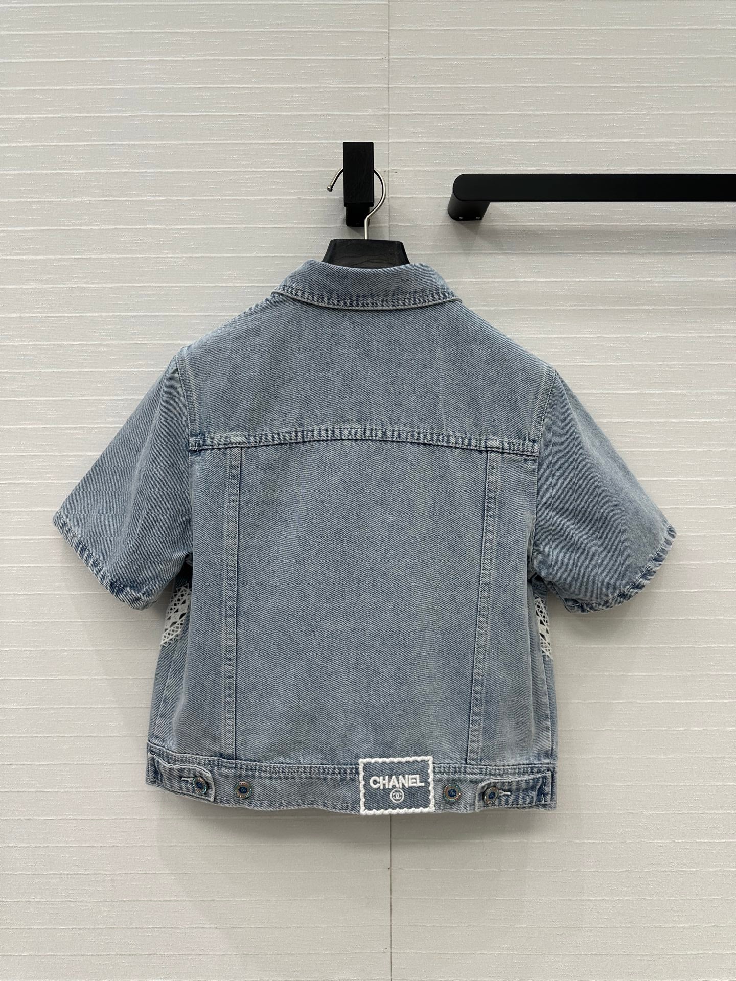 CC 25 Round Neck Short-sleeved Jacket Light Blue Denim Cotton
