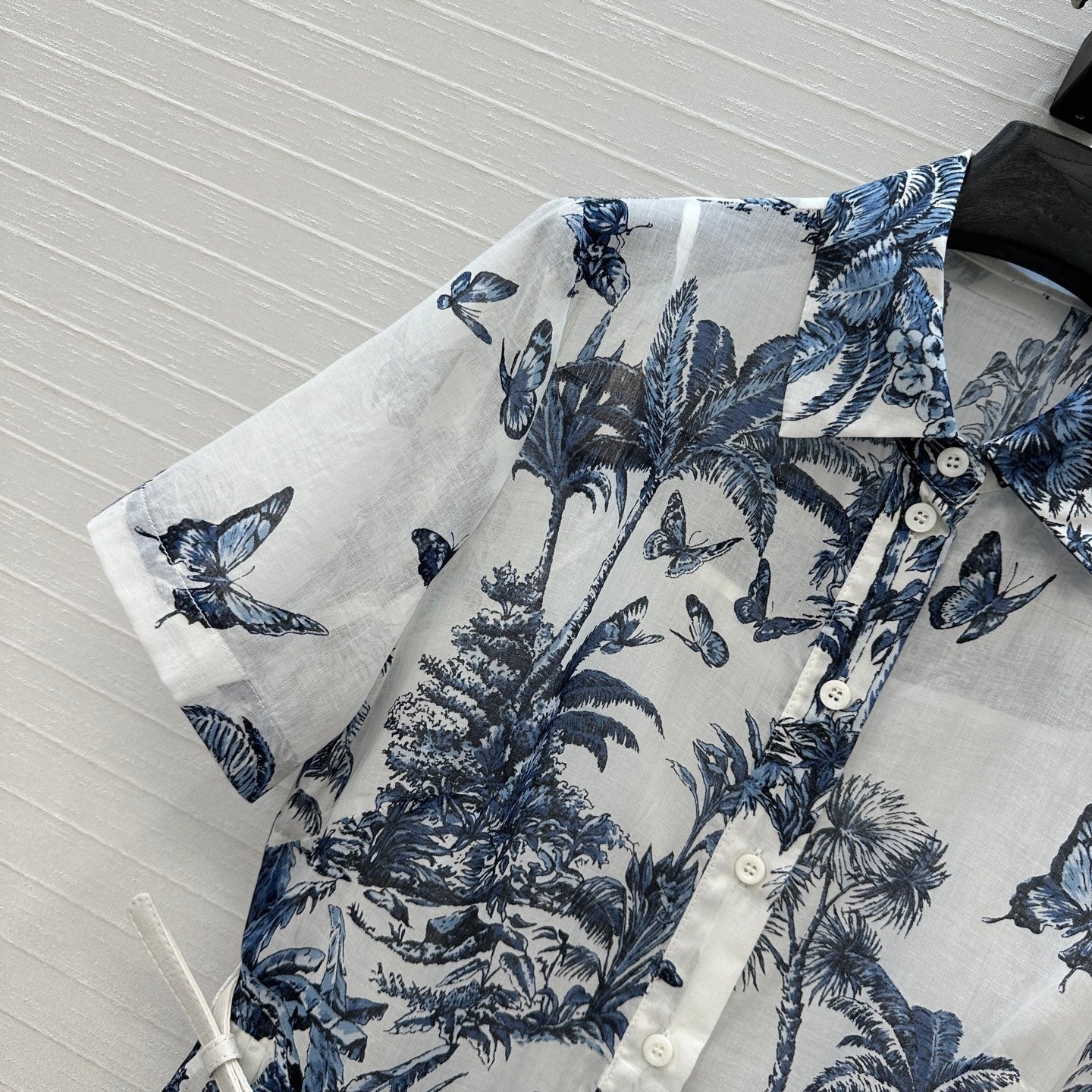 CD Dioriviera Mid-Length Shirtdress White Blue Cotton Muslin