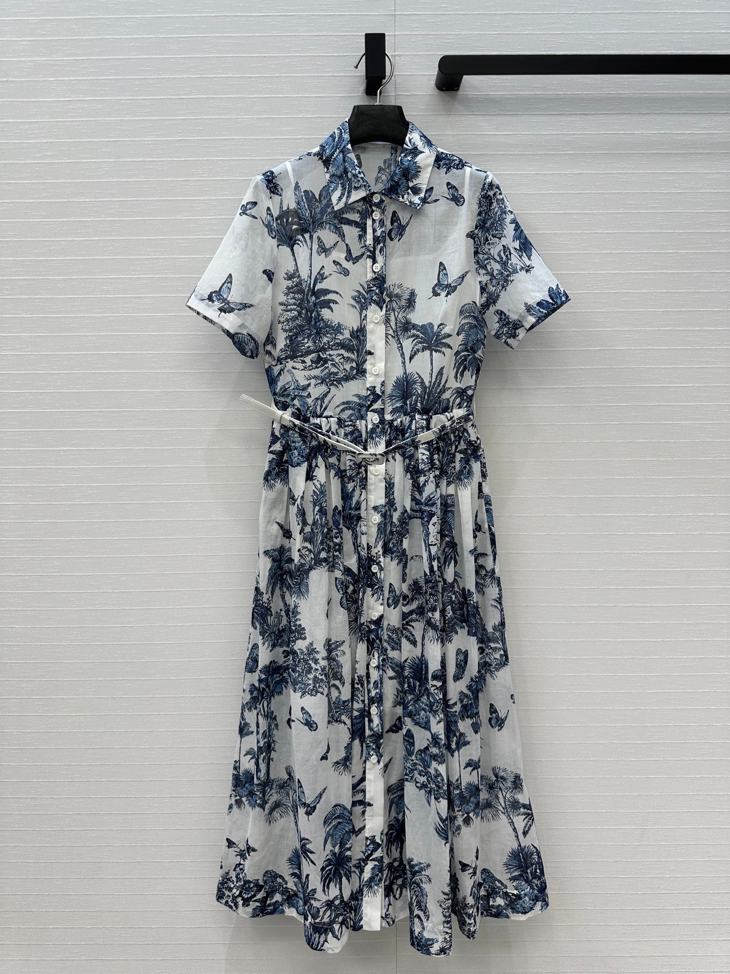 CD Dioriviera Mid-Length Shirtdress White Blue Cotton Muslin