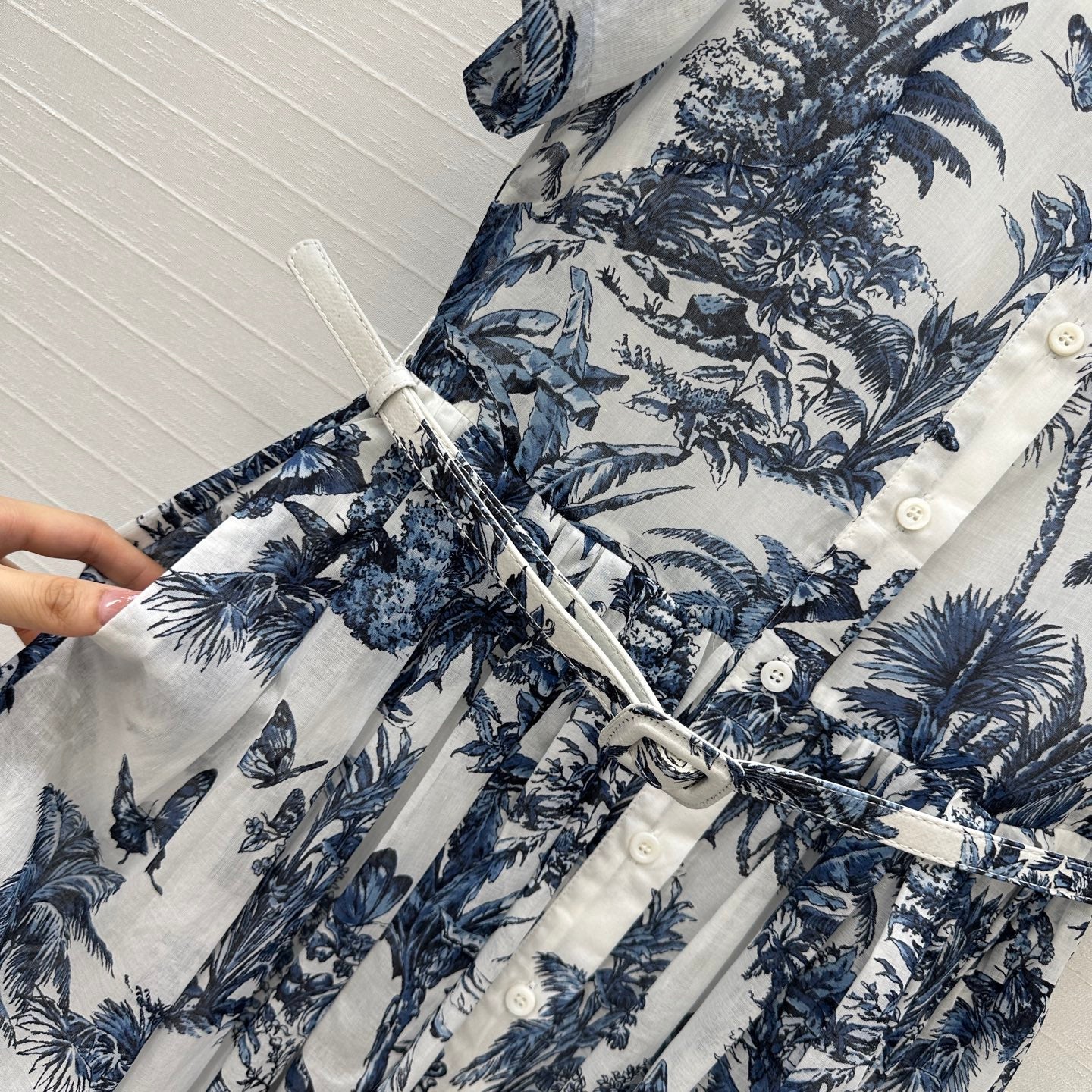 CD Dioriviera Mid-Length Shirtdress White Blue Cotton Muslin