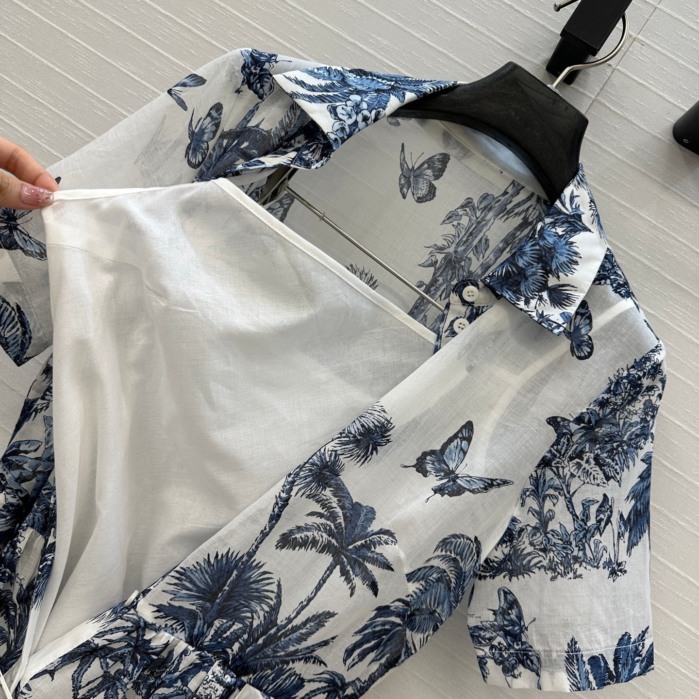 CD Dioriviera Mid-Length Shirtdress White Blue Cotton Muslin