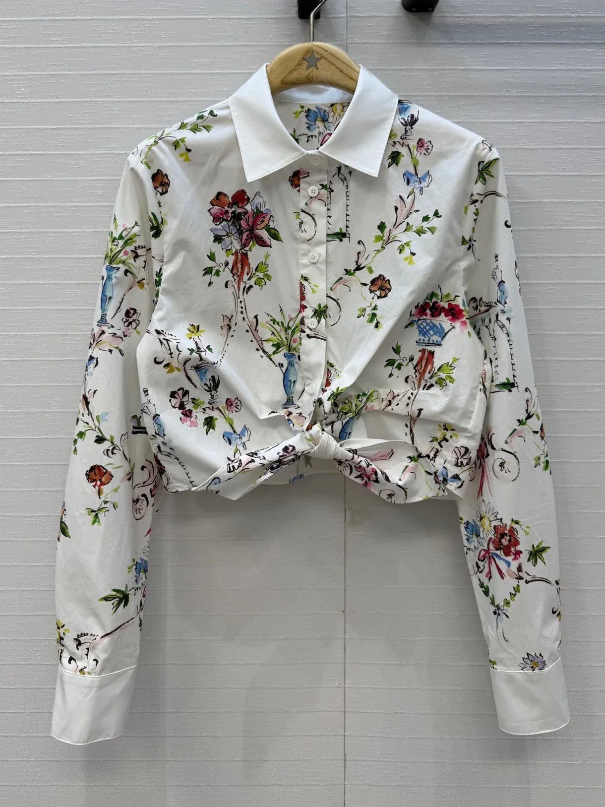 Dior 2026 Floral Print Shirt White Cotton 401995