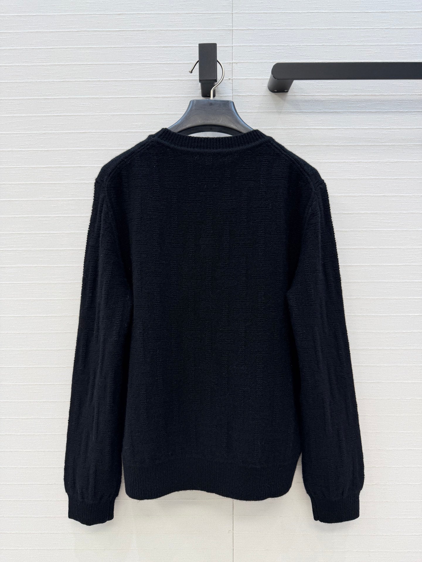 HM Jacquard Pullover Knit Sweater Black Cashmere 402941