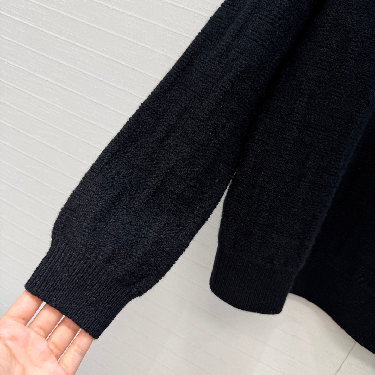 HM Jacquard Pullover Knit Sweater Black Cashmere 402941
