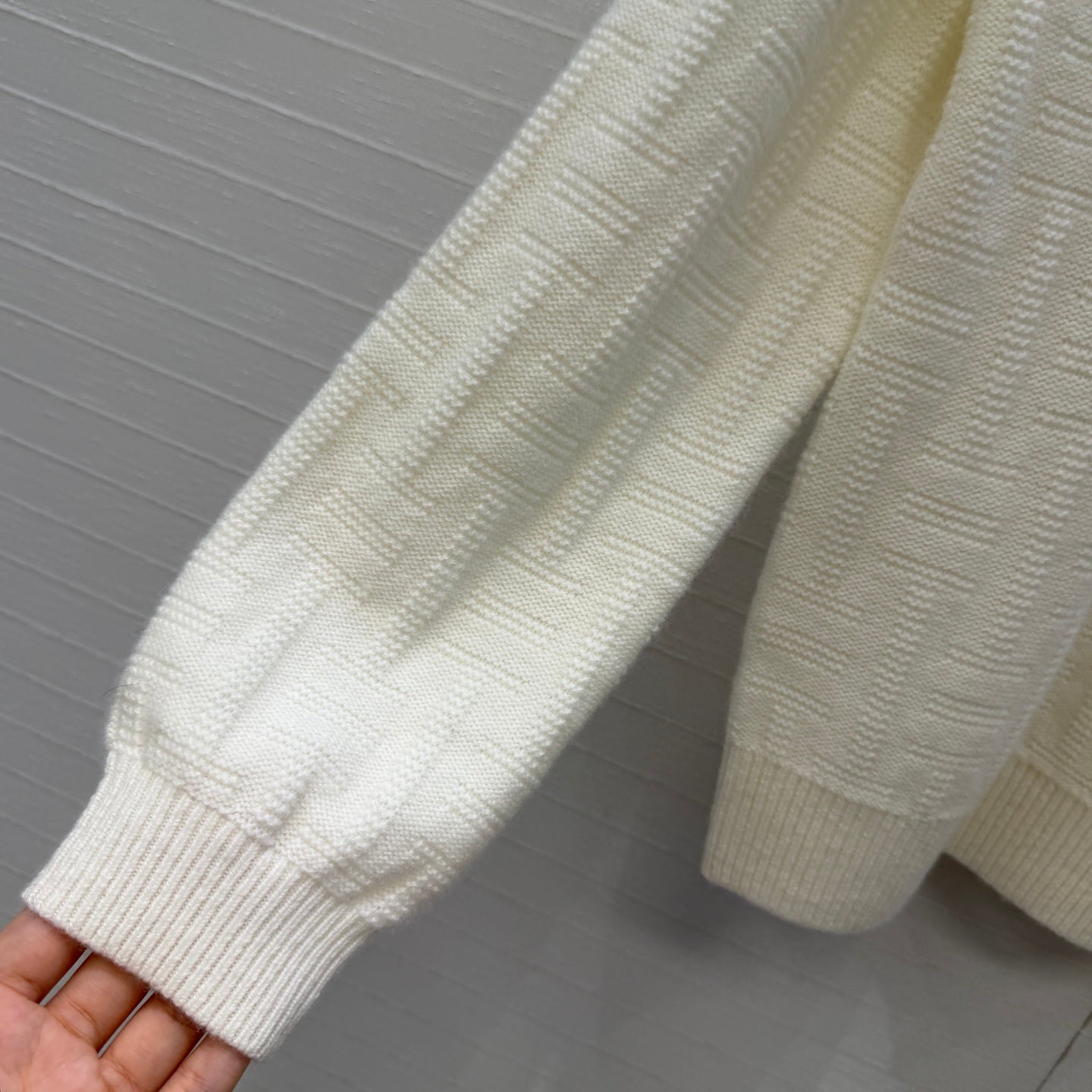 HM Jacquard Pullover Knit Sweater Cream Cashmere 402943