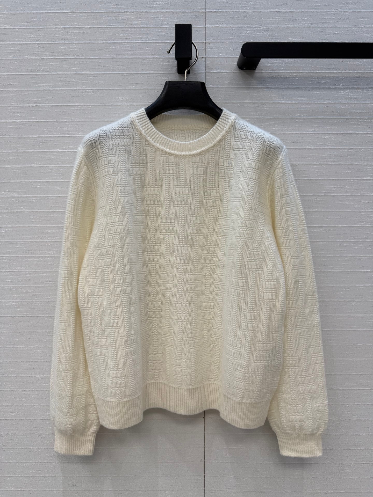 HM Jacquard Pullover Knit Sweater Cream Cashmere 402943