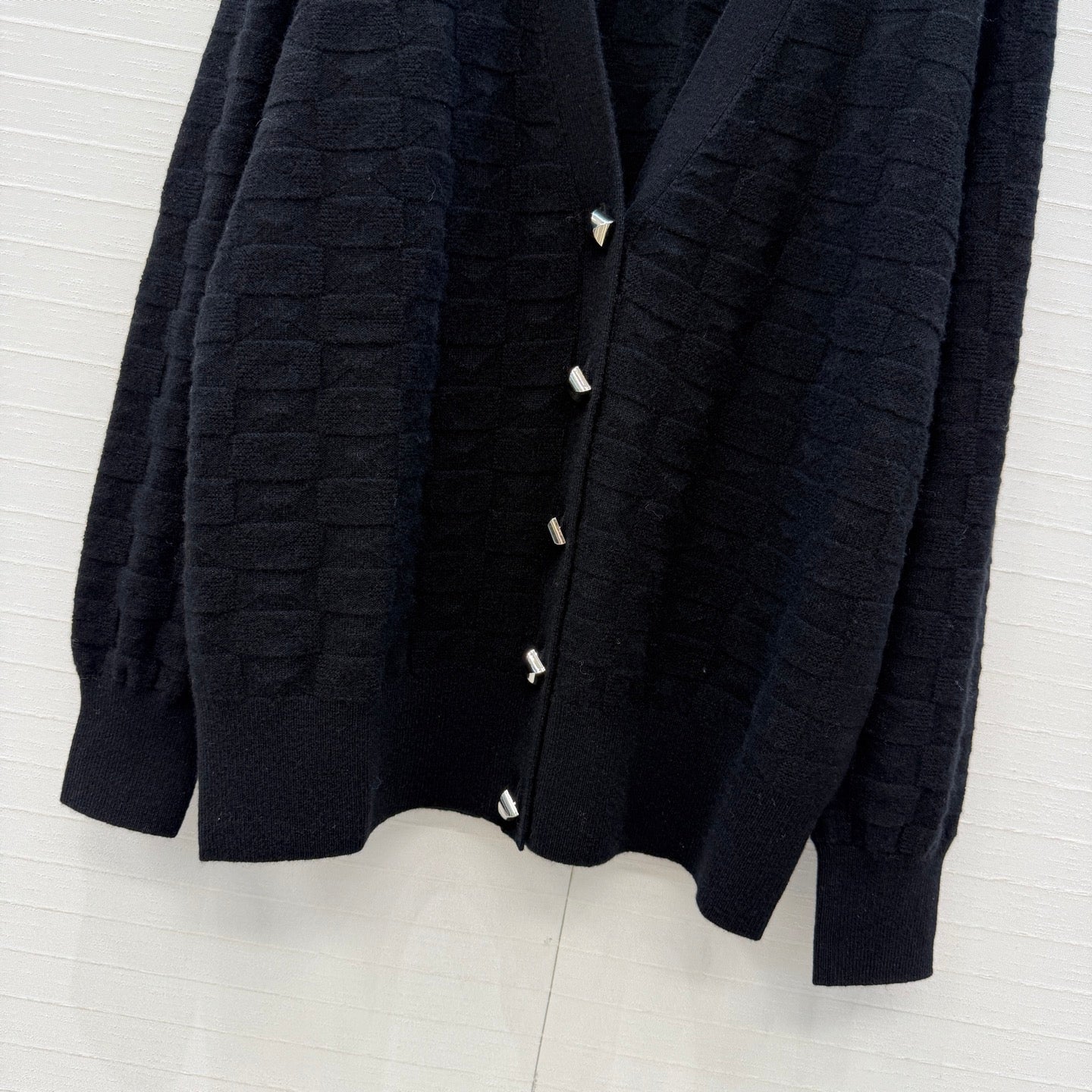 HM Monogram Toweling Cardigan Black Cashmere 402932