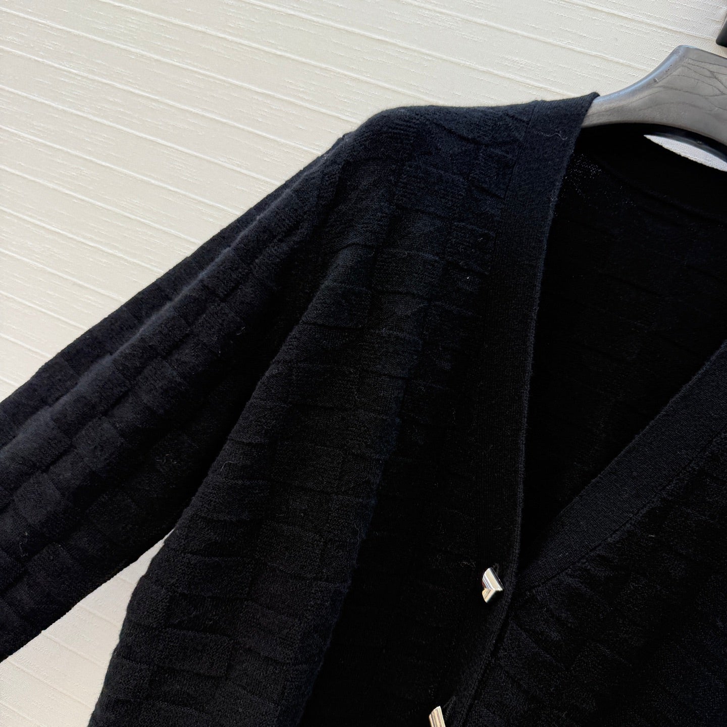 HM Monogram Toweling Cardigan Black Cashmere 402932