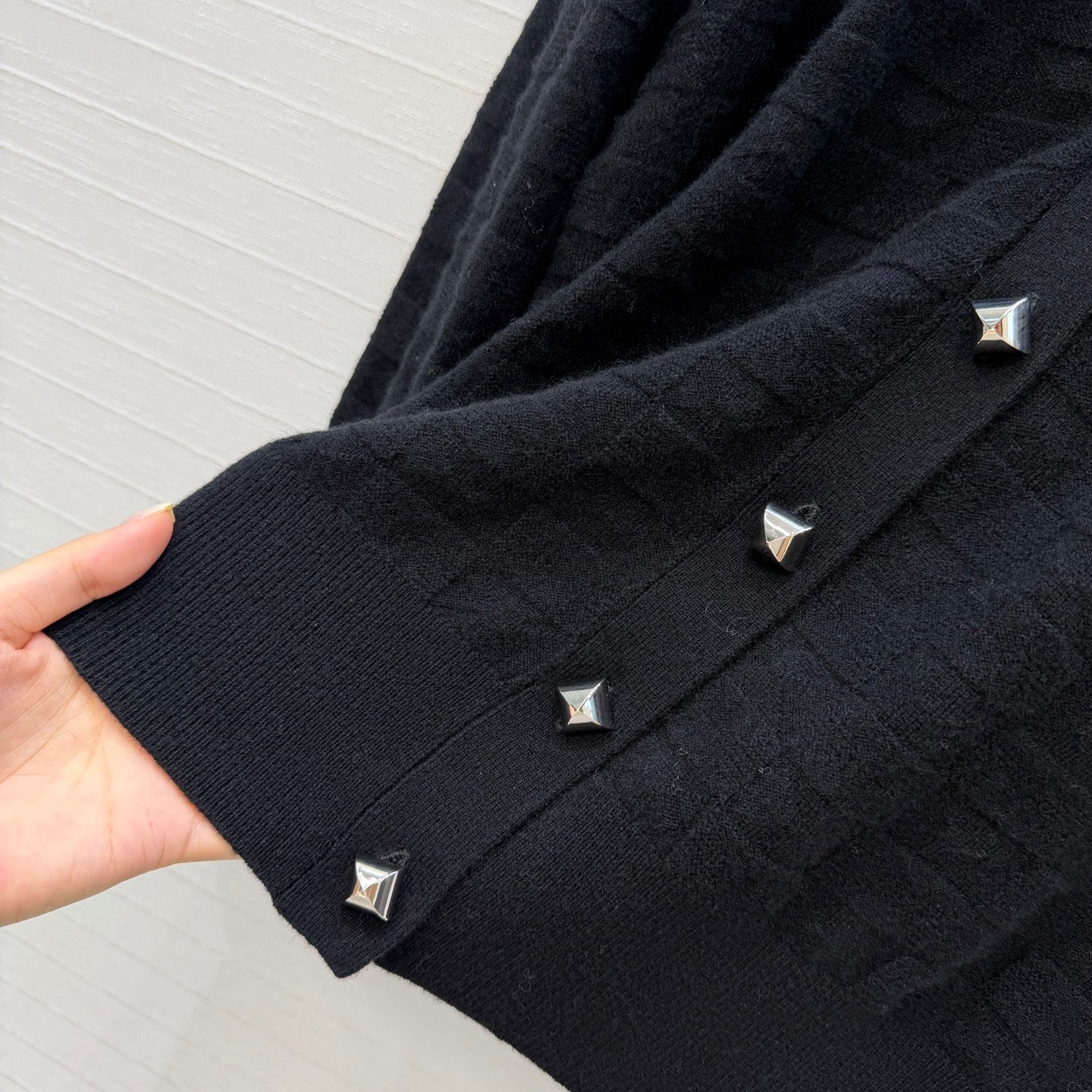 HM Monogram Toweling Cardigan Black Cashmere 402932