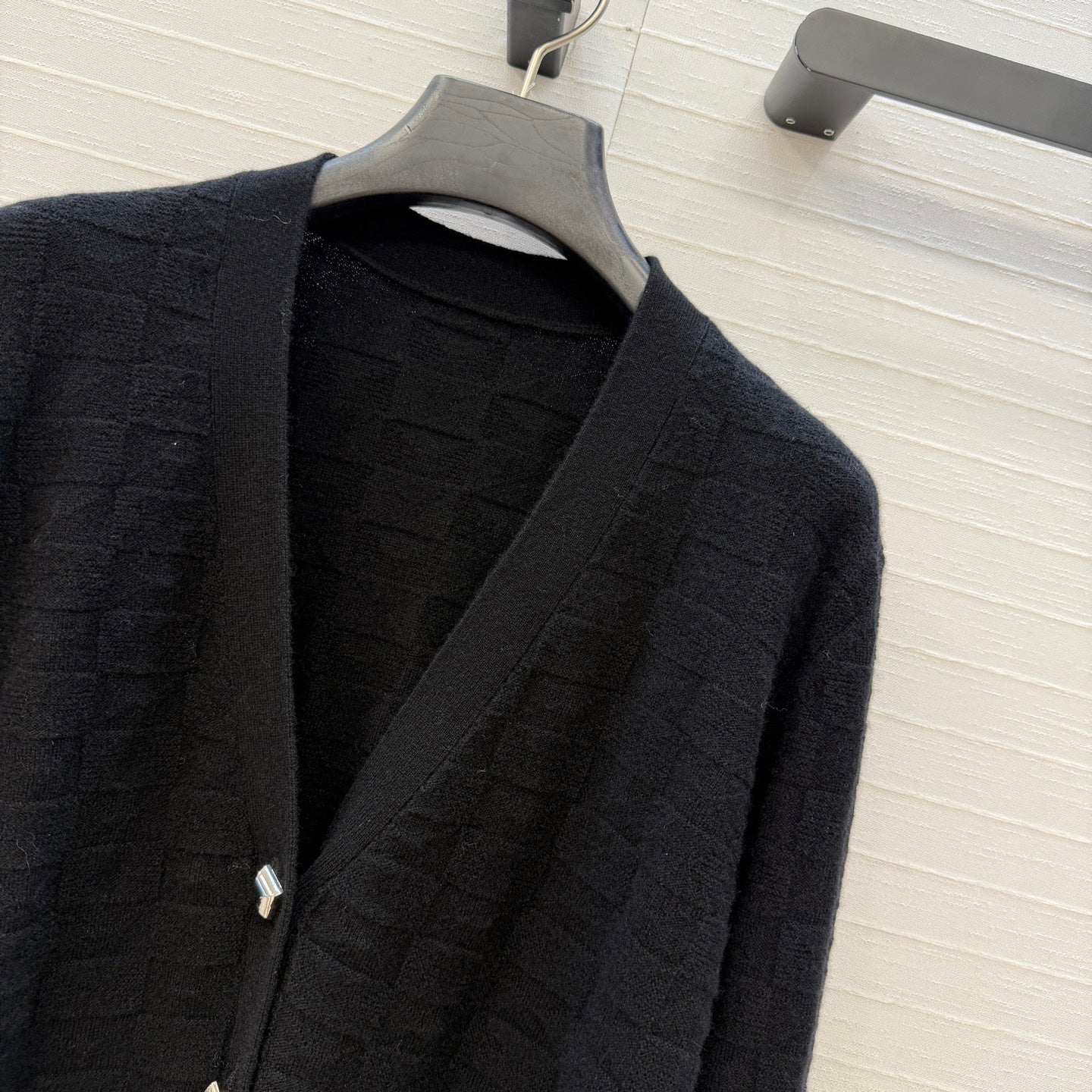 HM Monogram Toweling Cardigan Black Cashmere 402932