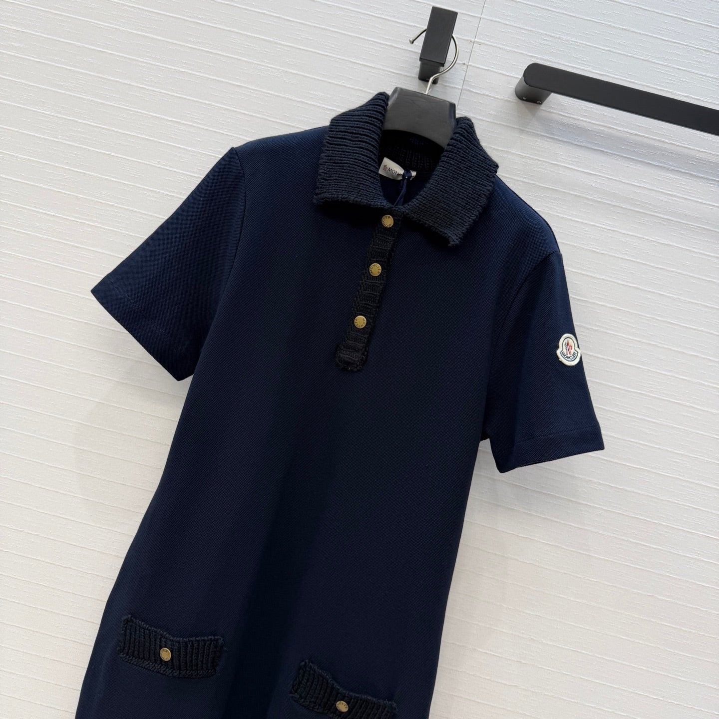 Moncler 26s Piqué Polo Dress Navy Blue Cotton 402928