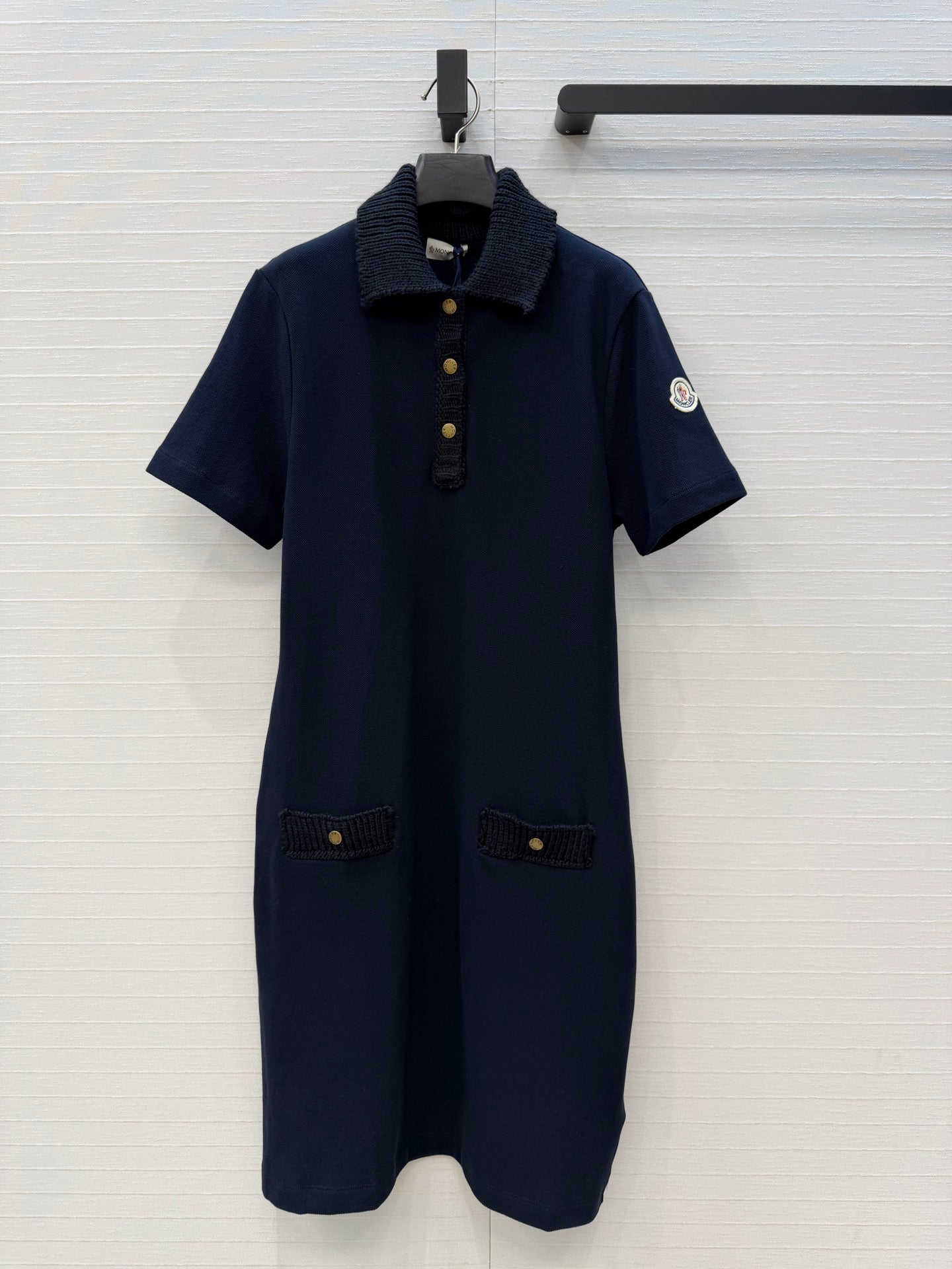 Moncler 26s Piqué Polo Dress Navy Blue Cotton 402928