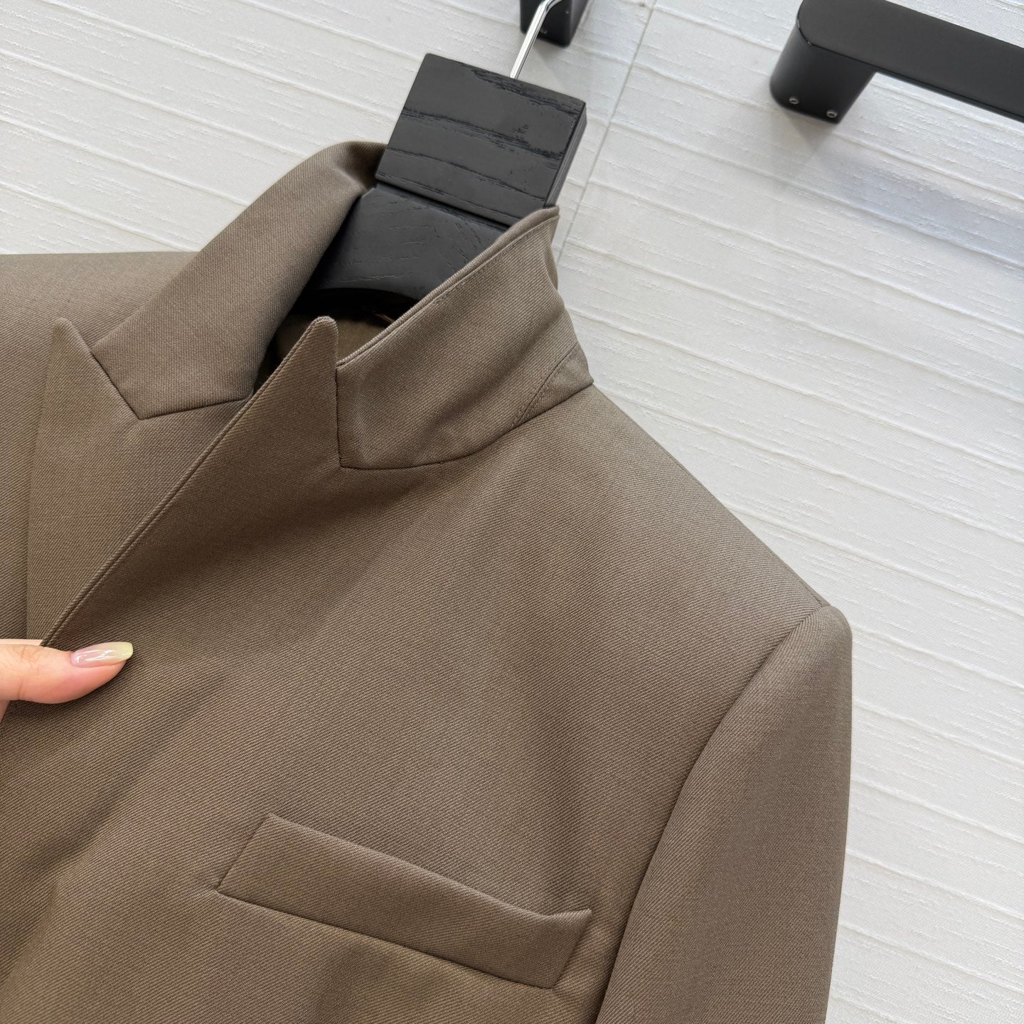 YSL Single-Breasted Jacket Taupe Wool 402919