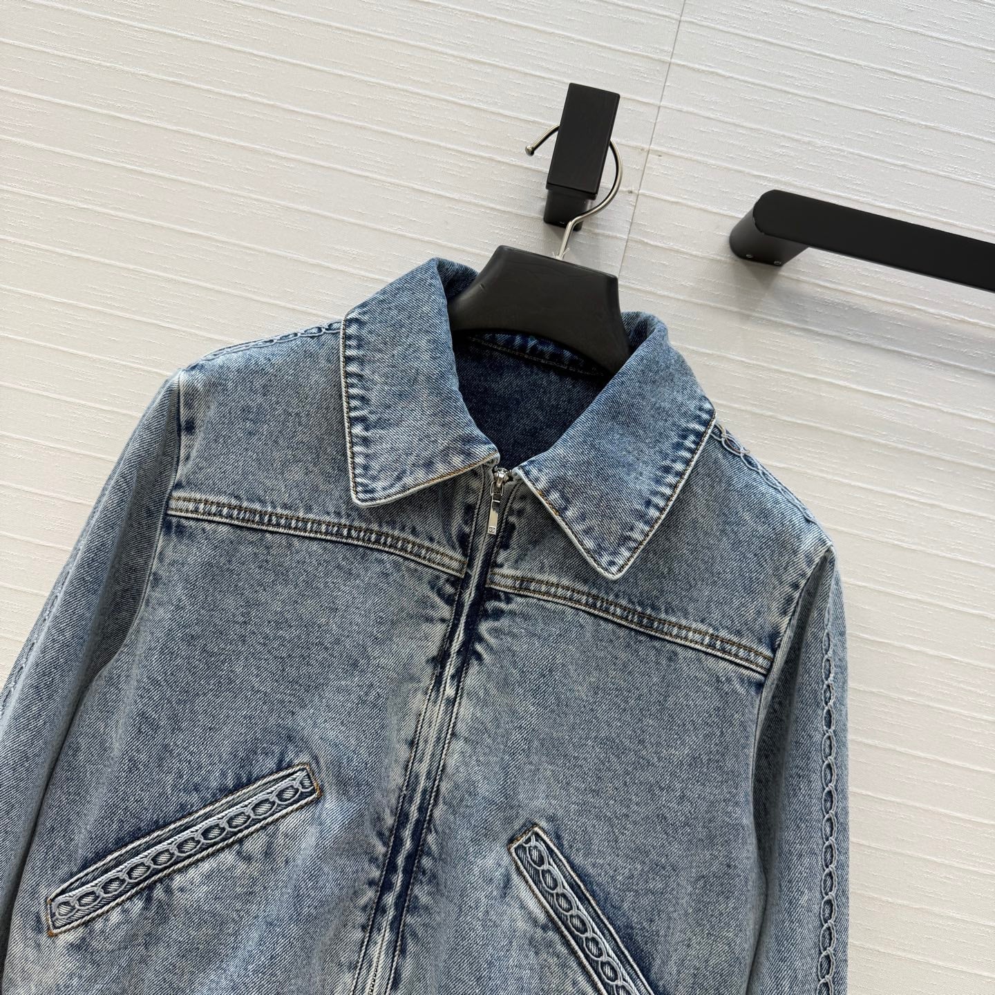 CC 26s Jacket With Cable Knit Embroidery Wash Blue Denim 402912