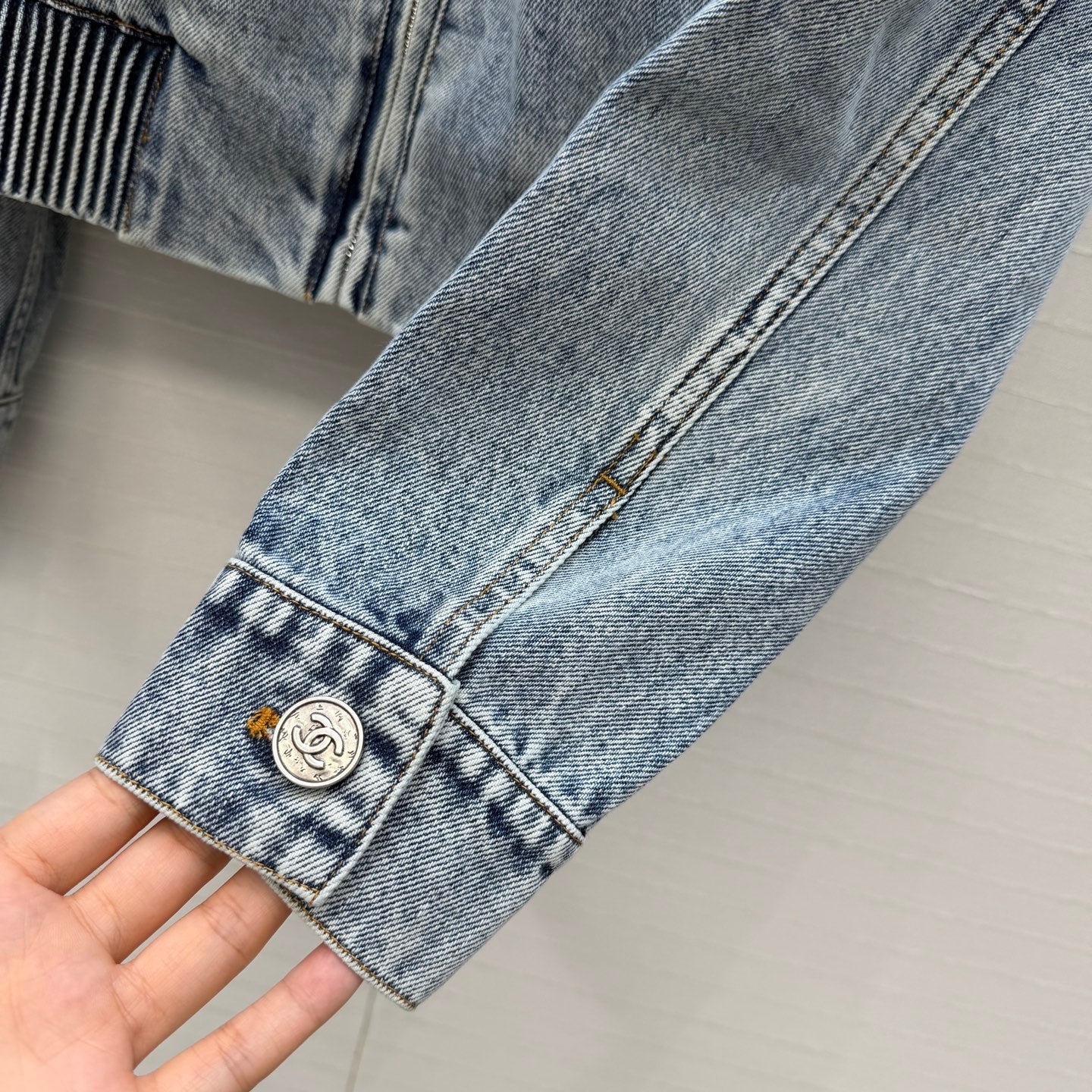 CC 26s Jacket With Cable Knit Embroidery Wash Blue Denim 402912