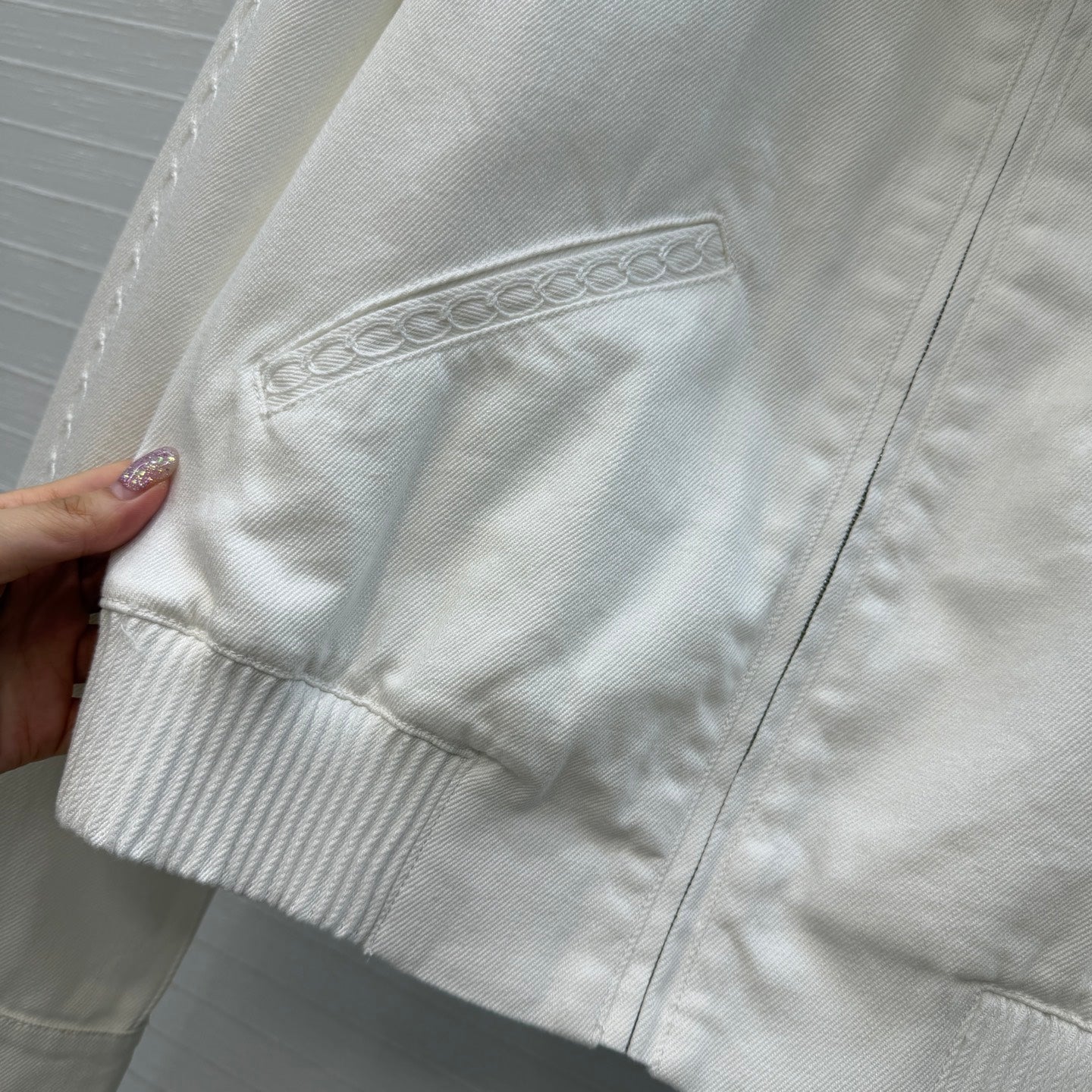 CC 26s Jacket With Cable Knit Embroidery White Denim 402908