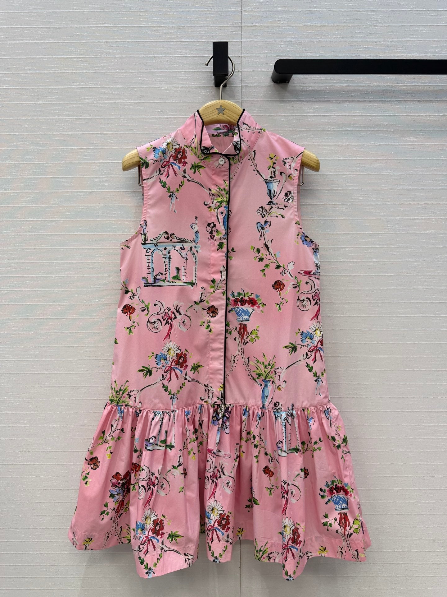 CD 26s Dioriviera Short Flared Dress Pink Cotton 402892