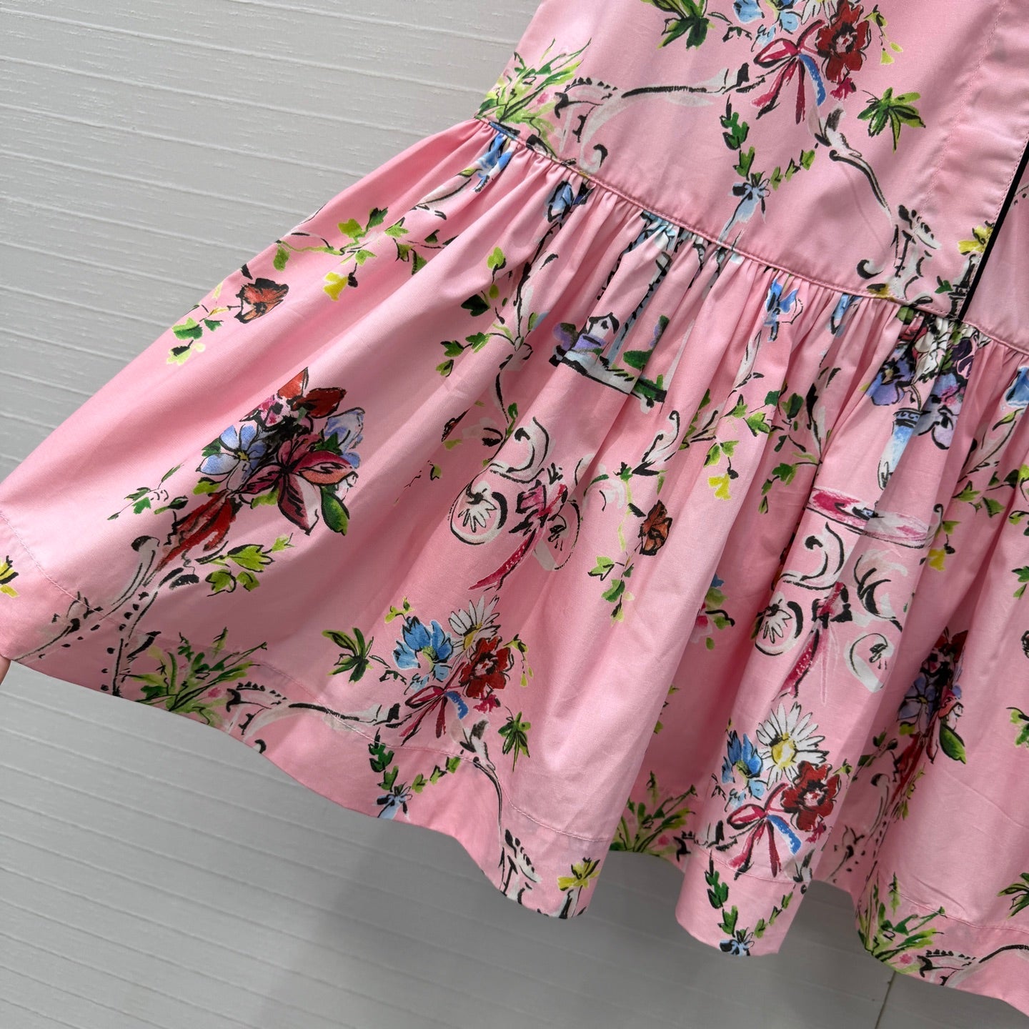 CD 26s Dioriviera Short Flared Dress Pink Cotton 402892