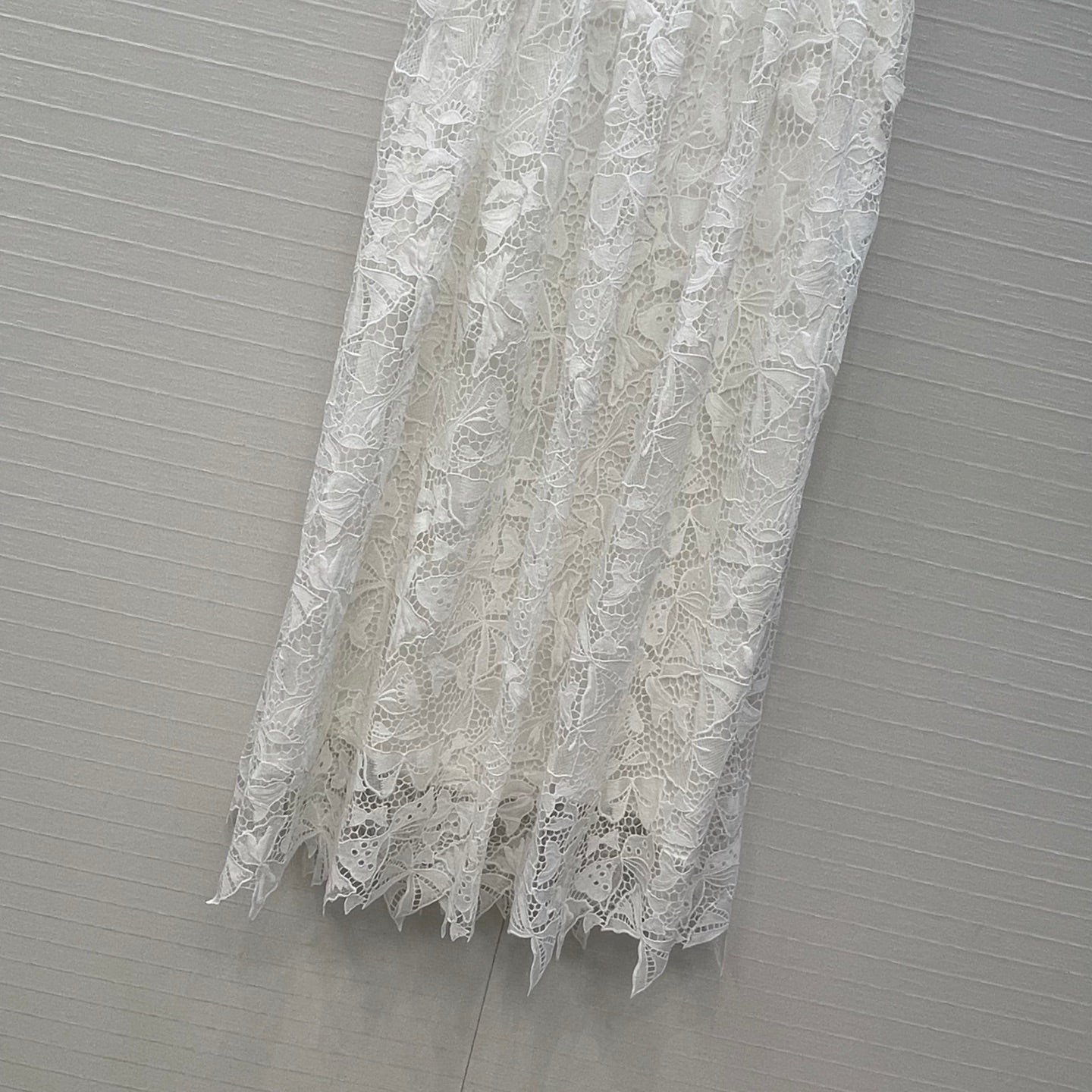 CD Floral Embroidery Midi Skirt White Cotton 405427