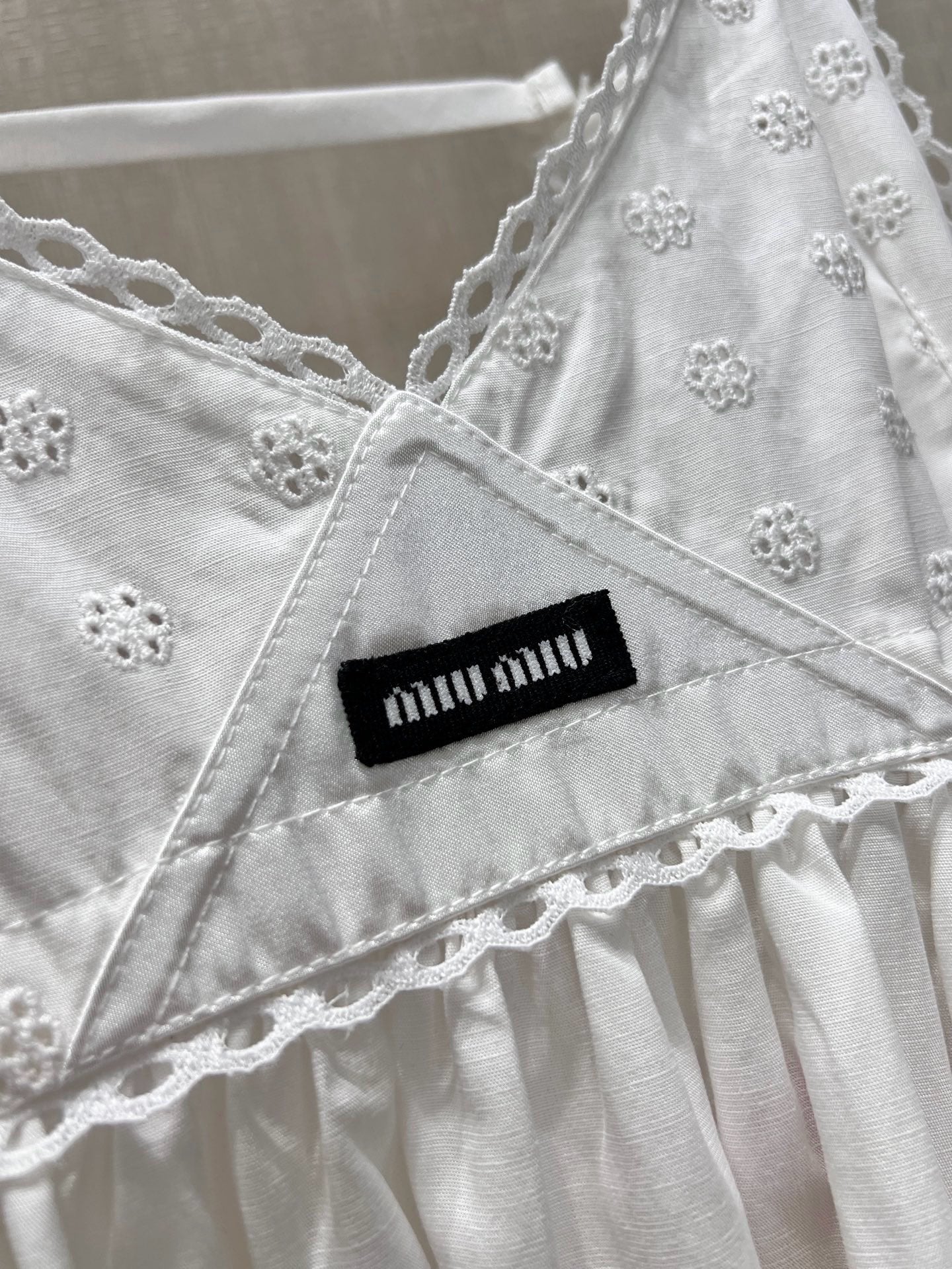 Miu 26s Slip Dress White Cotton Linen 397687