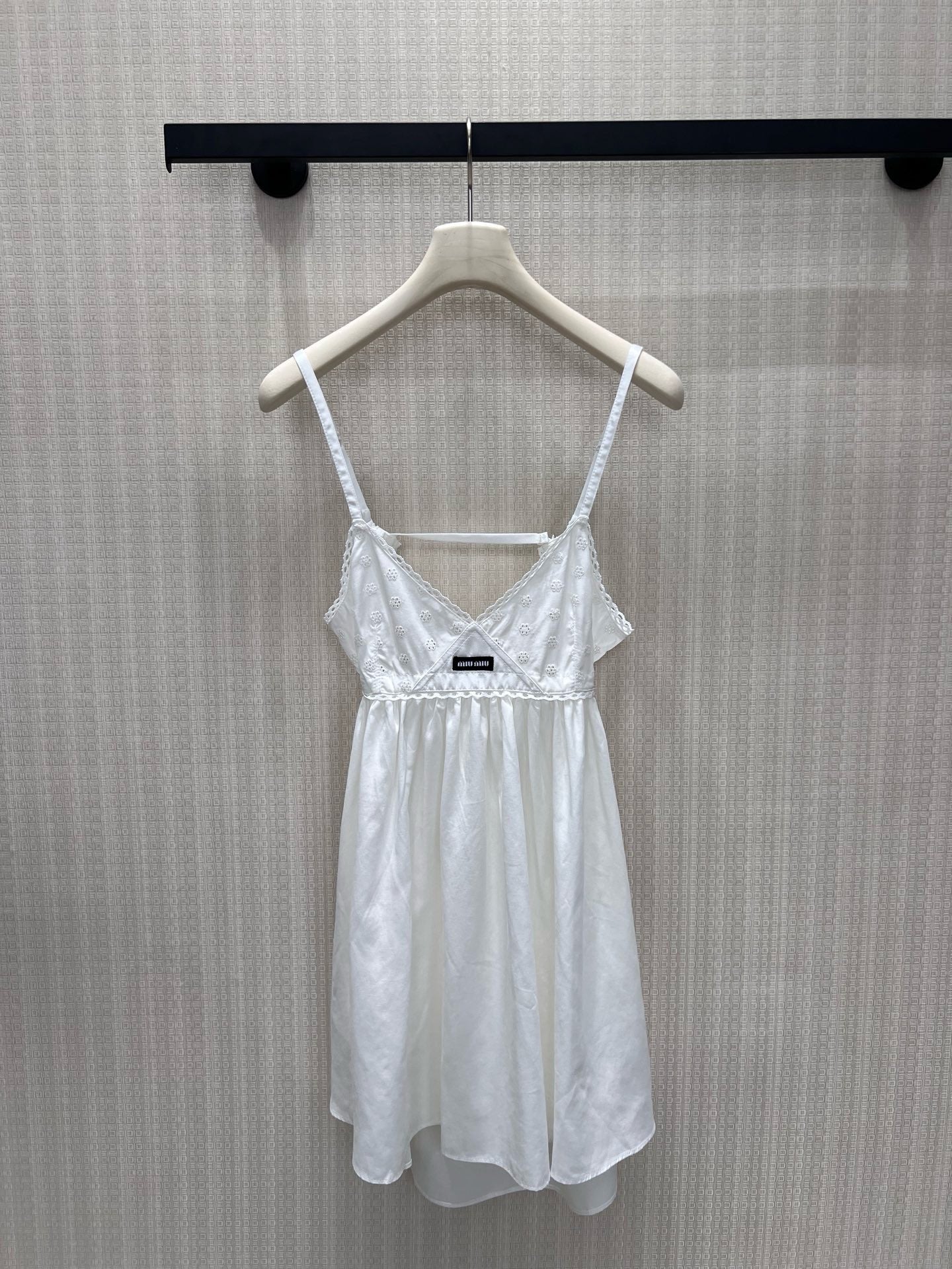 Miu 26s Slip Dress White Cotton Linen 397687