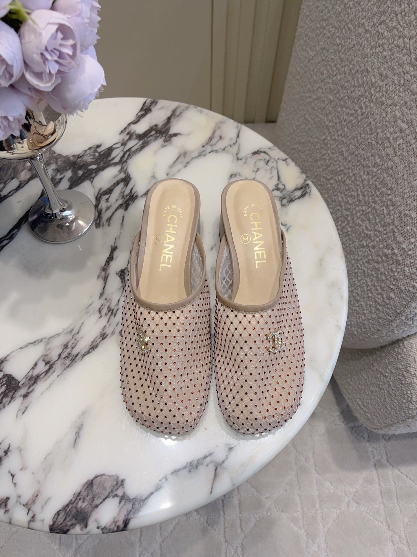 CC Mules 4.5cm Taupe Mesh 723802