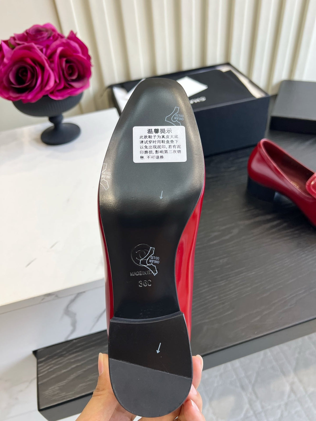 CC 26s Square-Toe Loafers Red Patent Calfskin 183585