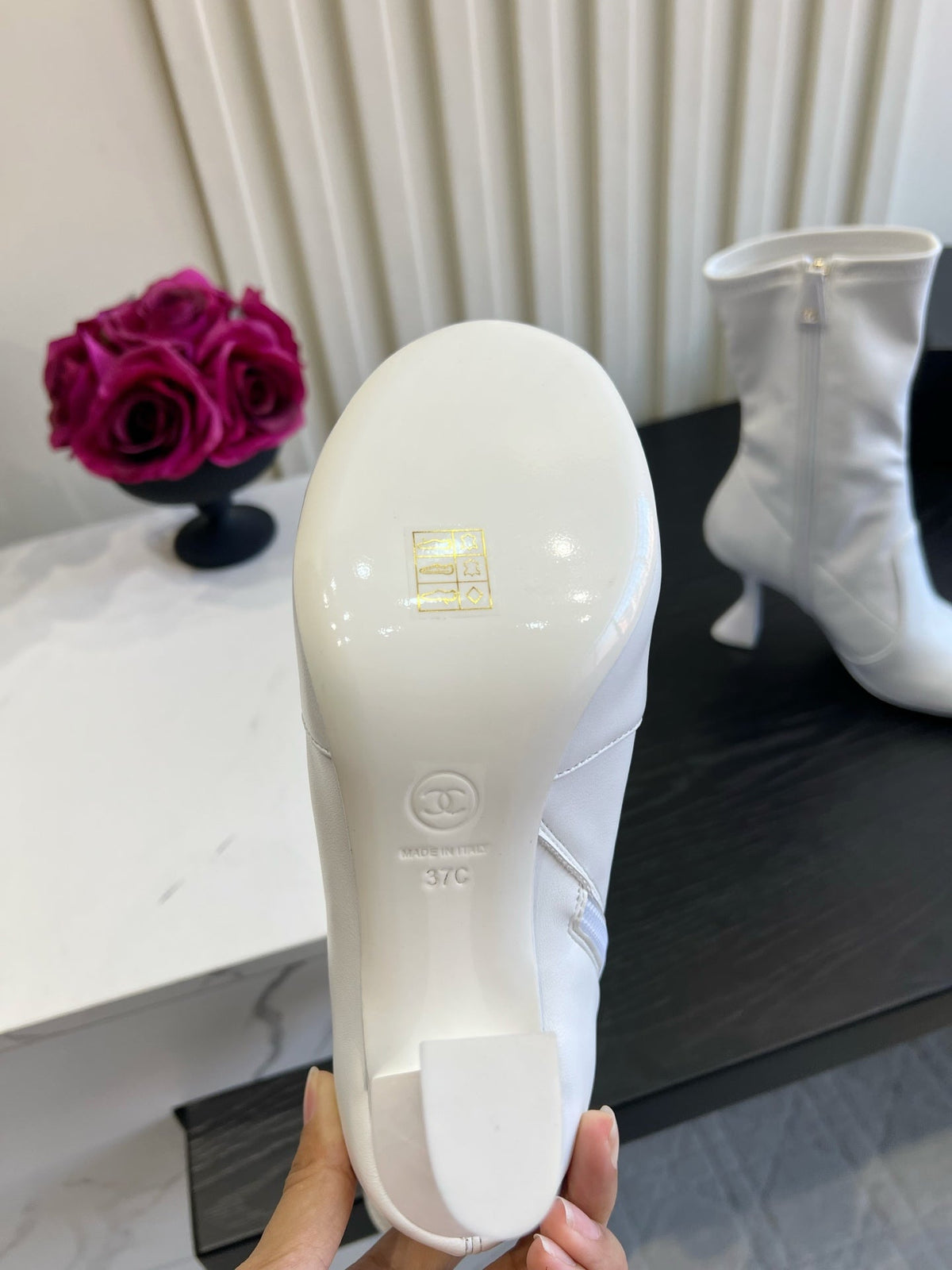 CC 26s Mid-Calf Boots White Lambskin 183502