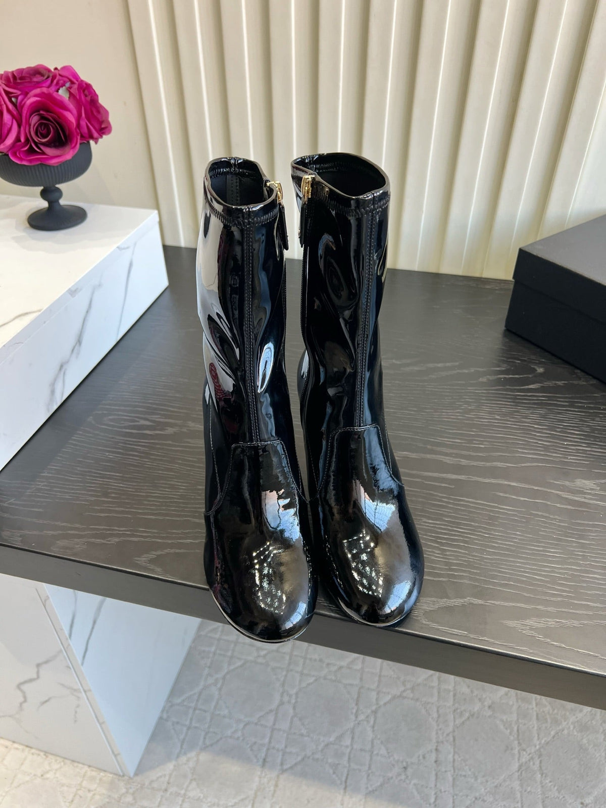 CC 26s Mid-Calf Boots Black Patent Calfskin 183499