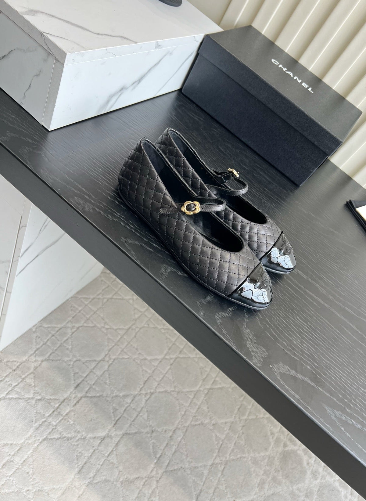 CC 26s Mary Jane Flats Black Quilted Lambskin 183485