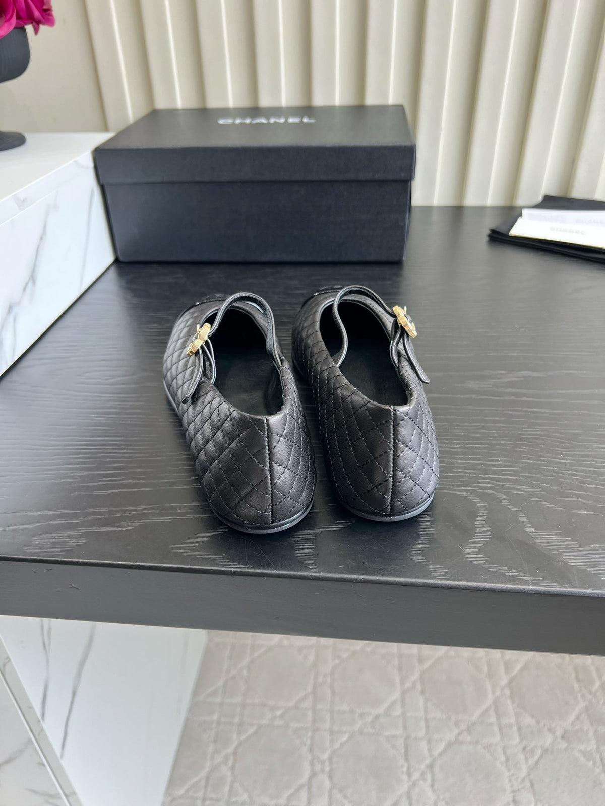 CC 26s Mary Jane Flats Black Quilted Lambskin 183485
