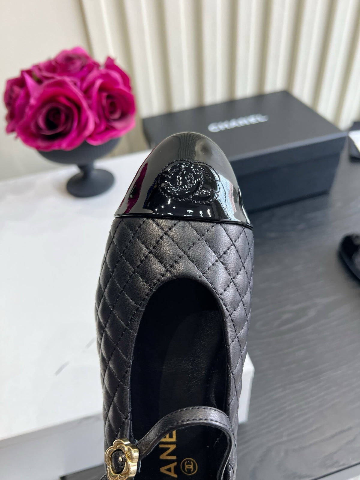 CC 26s Mary Jane Flats Black Quilted Lambskin 183485