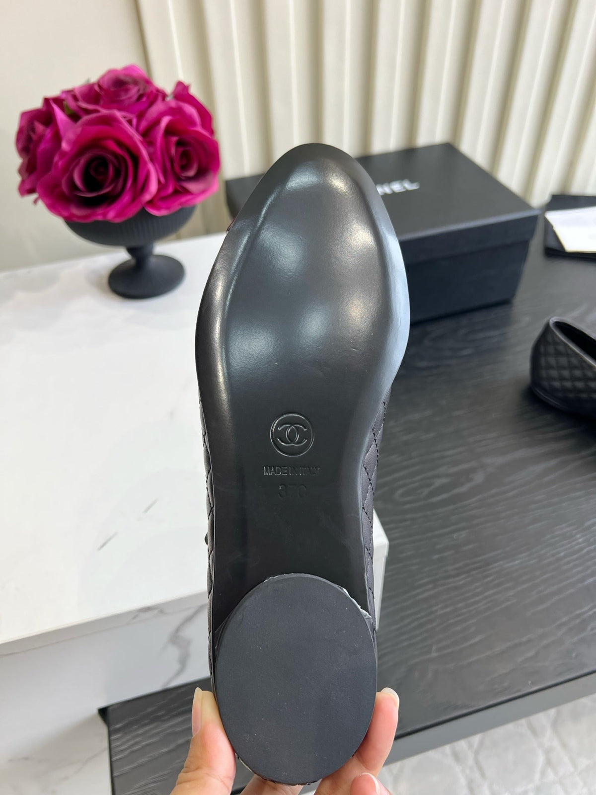 CC 26s Mary Jane Flats Black Quilted Lambskin 183485