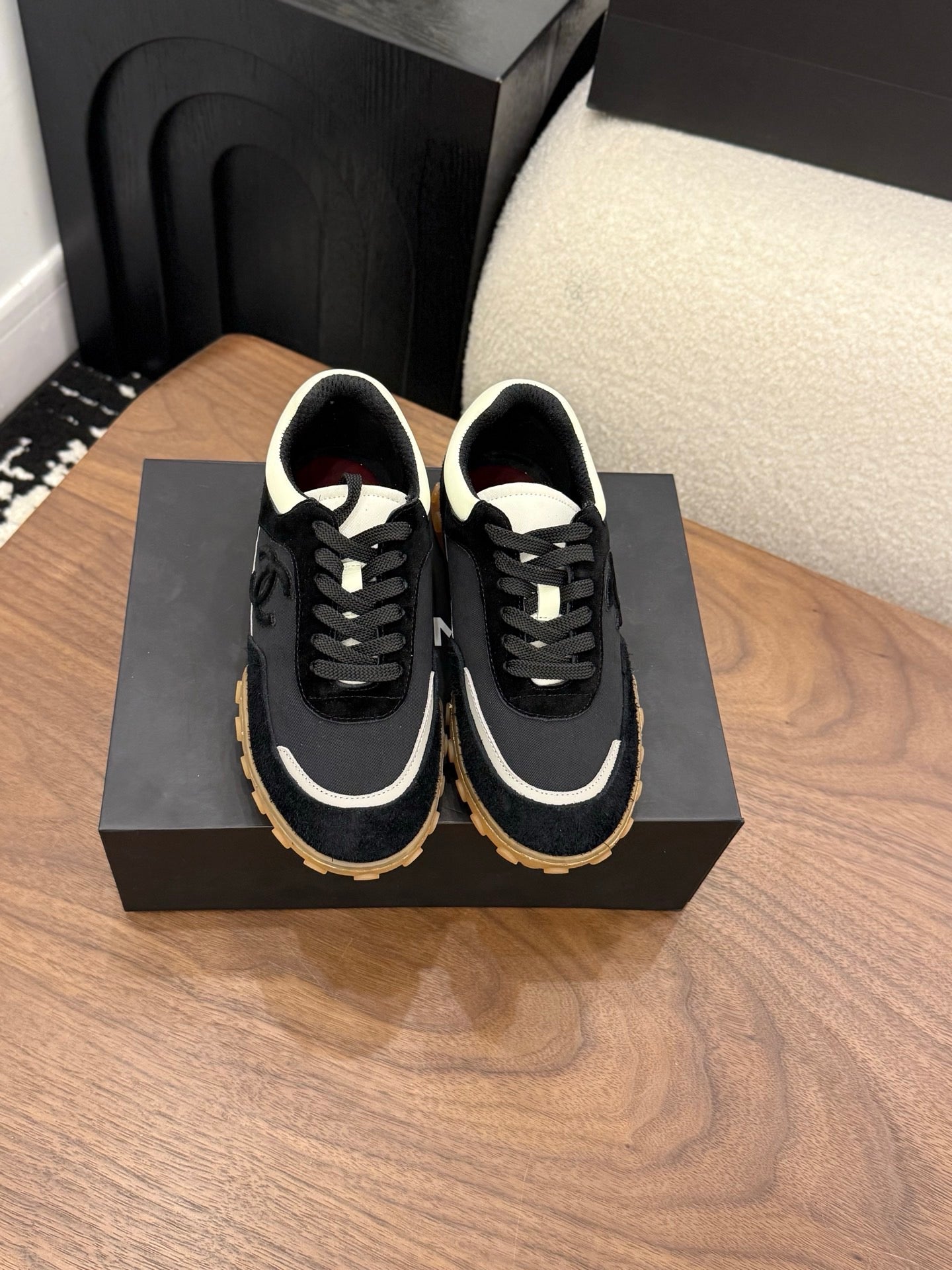 CC 2026 Sneaker Black Fabric Suede Calfskin 676171