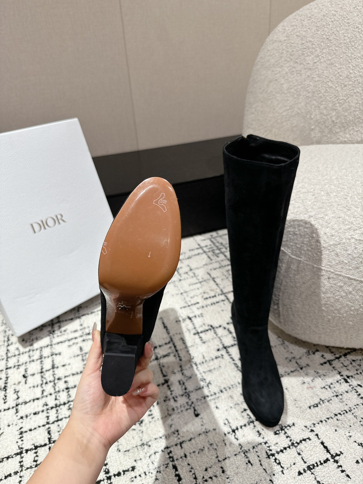 CD High Boots 100mm Black Suede