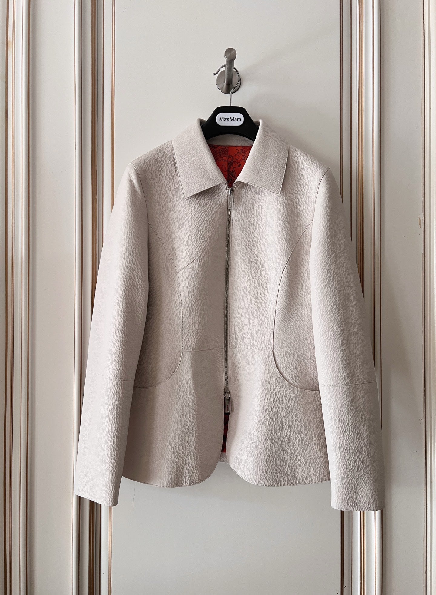 HM 26s Equestrian Jacket Cream Leather 418969