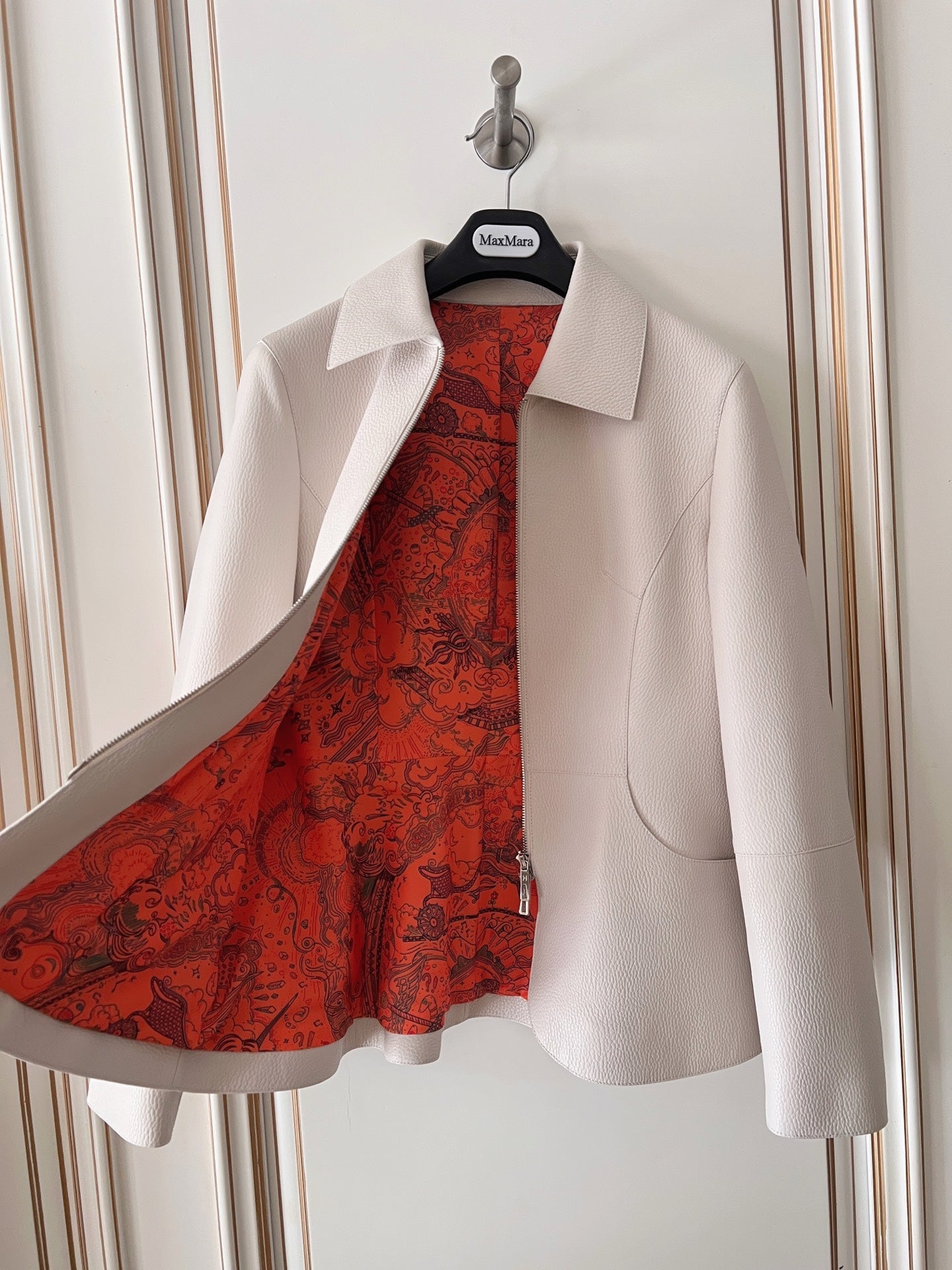 HM 26s Equestrian Jacket Cream Leather 418969